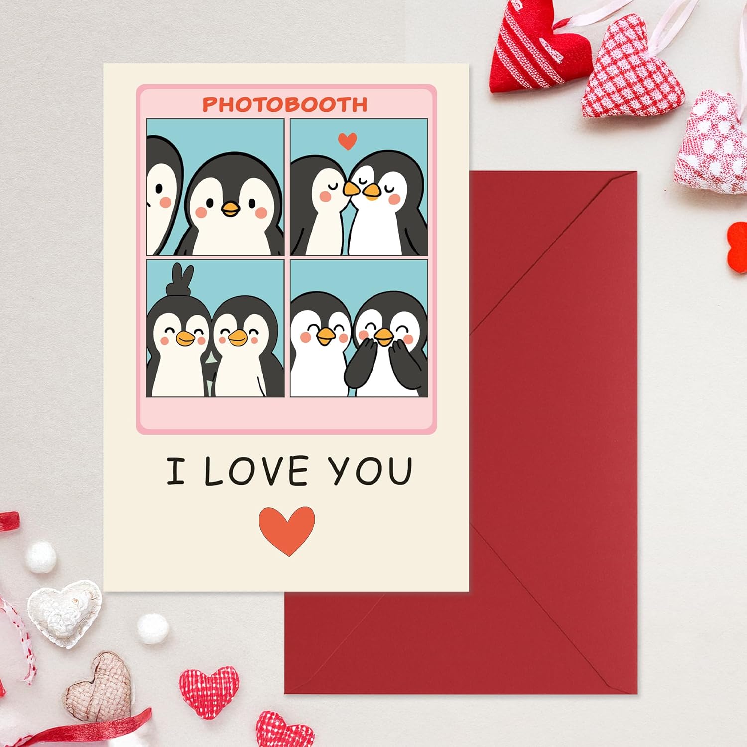 Cheerin Romantic Love Card with Envelopes - Sweetest Day Cards for Him and Her - Anniversary Card for Husband, Wife, Fiance, Boyfriend, Girlfriend - Penguin Birthday Card Gift 5x7 Inch - Image 4