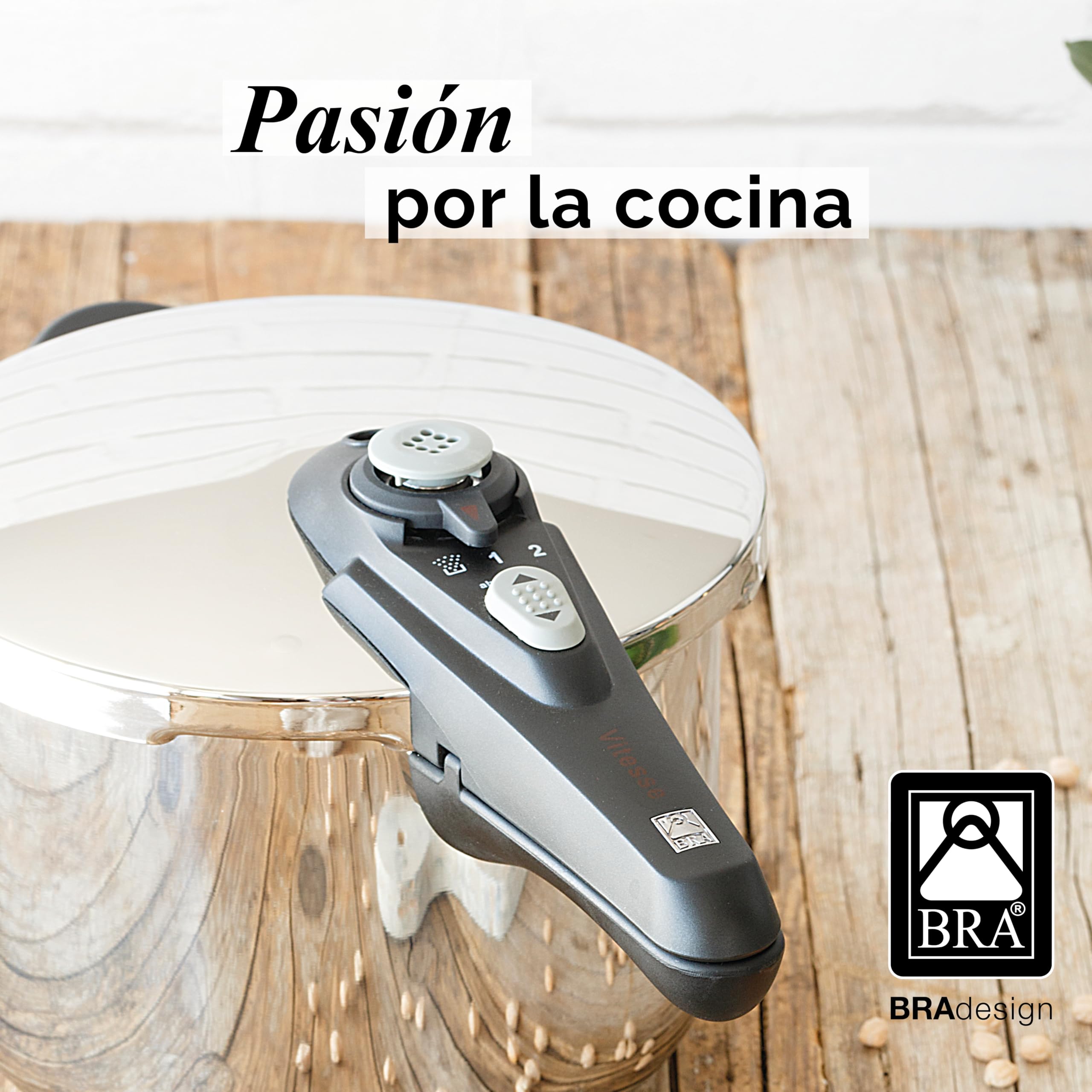 BRA Vitesse | Set duo ollas a presión, Metal, Plata, 4 y 7 litros, Aptas para todo tipo de cocinas incluída inducción