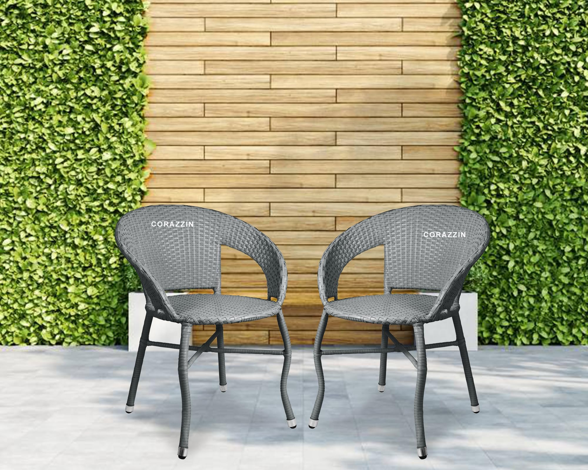 Garden Patio Seating Chairs for Balcony Outdoor Furniture Set of 2 Chairs (Grey)