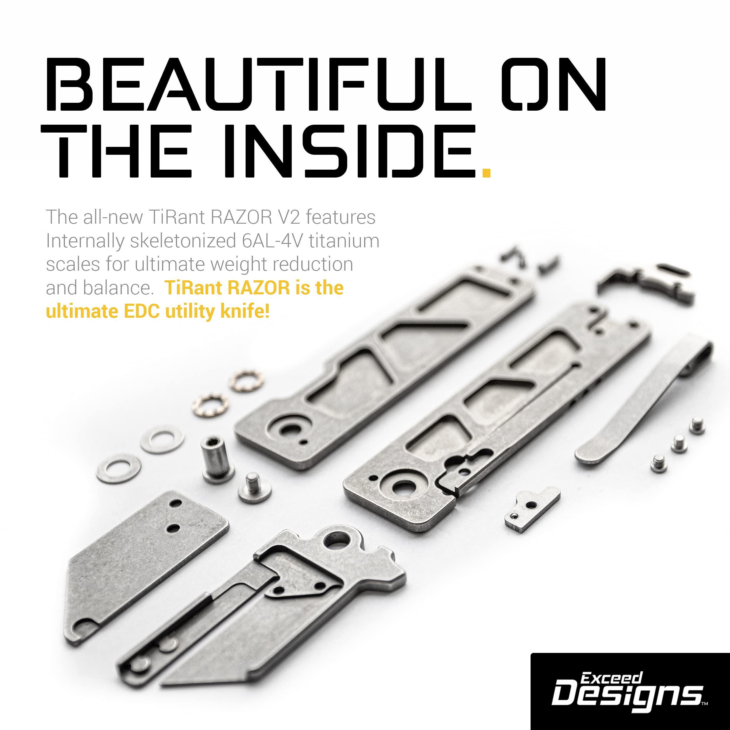 Exceed Designs TIRANT RAZOR V2 (Stonewashed) 6Al-4V Titanium Utility ...