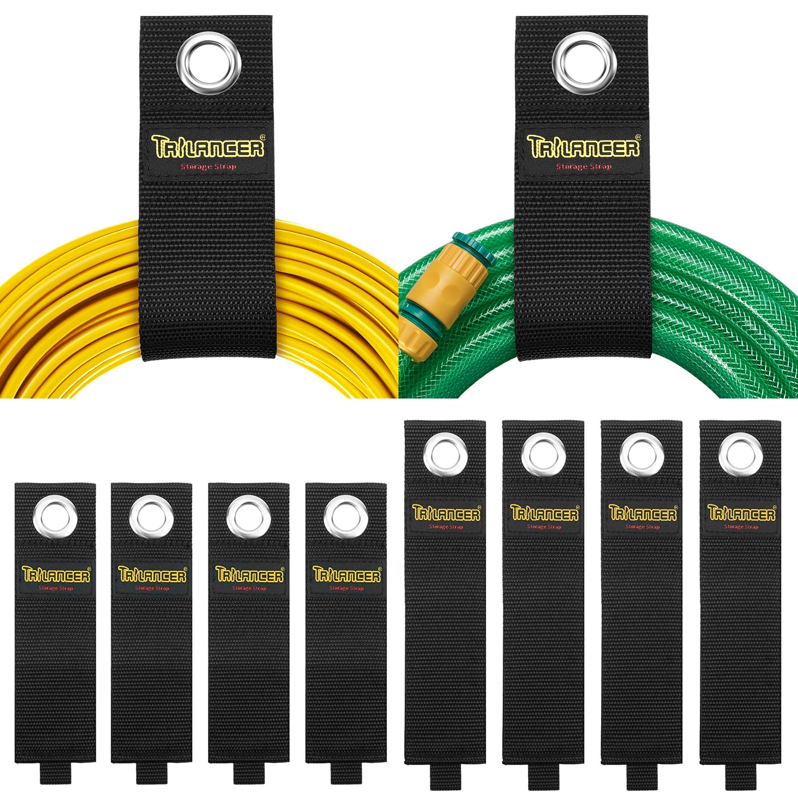 Heavy Duty Storage Straps and Garage Organizer(Assorted 8 Pack), Hook and Loop Extension Cord Organizer, Holder, Cord Wrap, for Hose, Rope, Cables of Home, Basement, RV Workshop, Boat(4L,4XL)