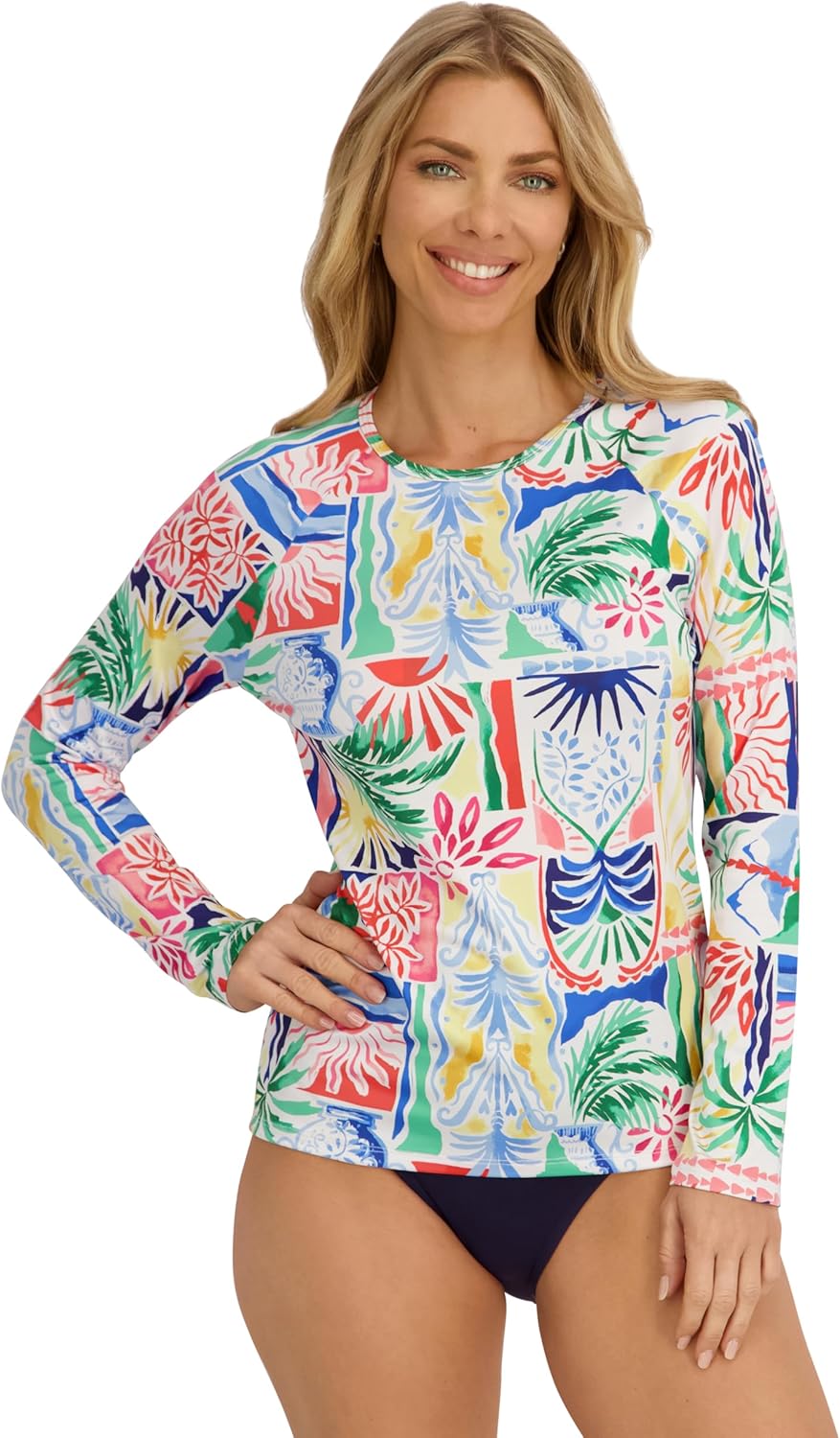 Nautica Women's Long Sleeve Rashguard – Quick-Dry, UPF Protection, Swim Shirt, Pool, Beach, Hiking, Yoga, Volleyball