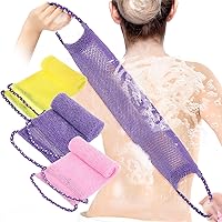 Vista 8 de Prasacco 2 piezas de red exfoliante africana, esponja de red africana, exfoliante de espalda para ducha, África, redes largas, esponjas de ducha