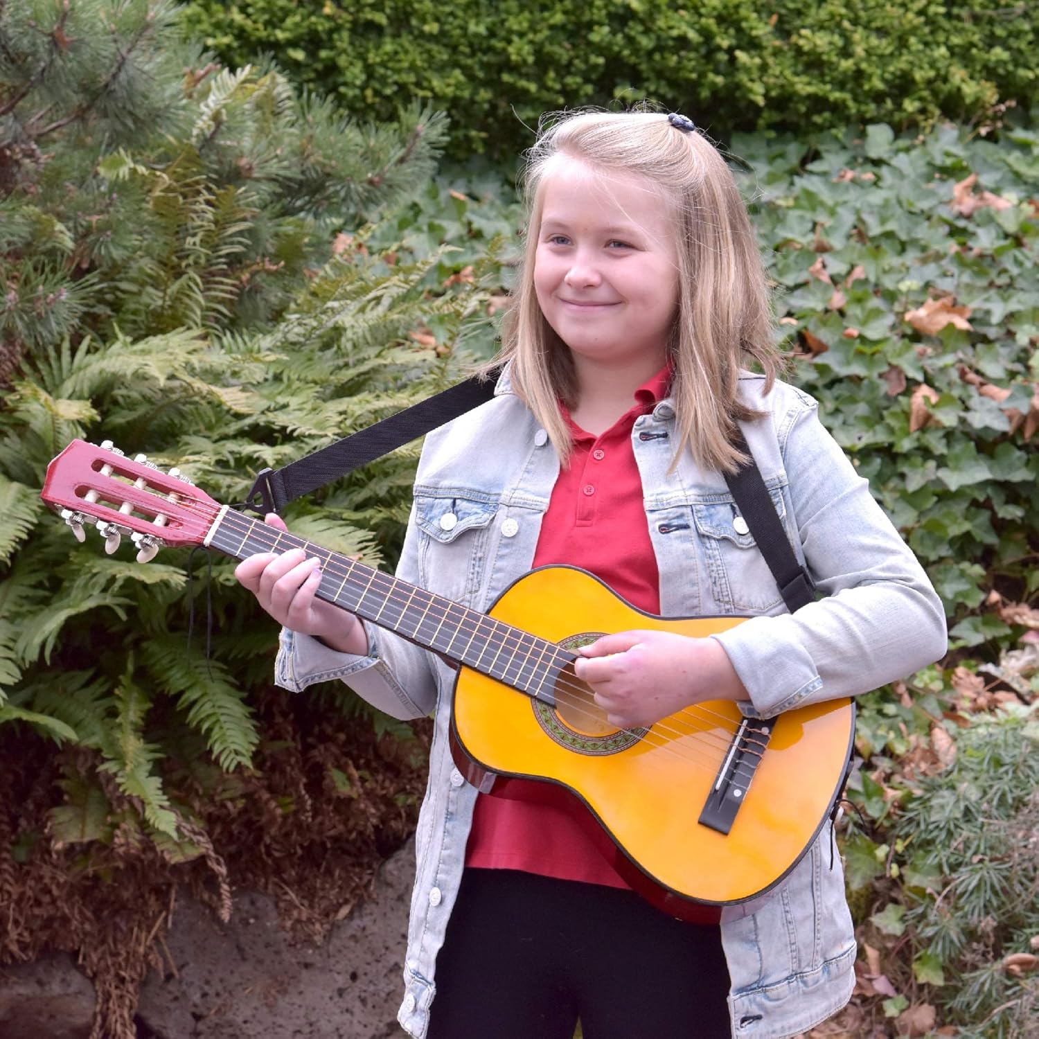 30" Left Handed Wood Guitar with Case and Accessories for Kids/Girls/Boys/Teens/Beginners (Wood)