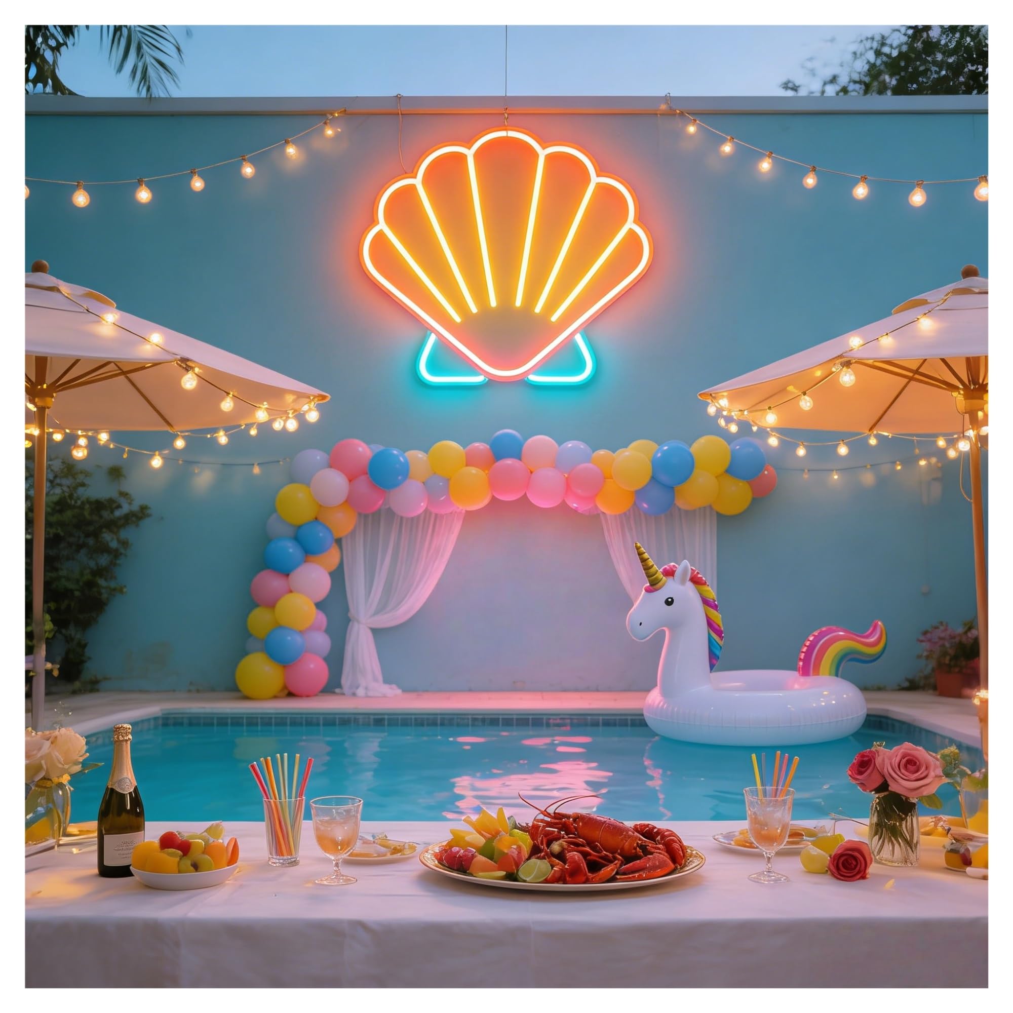Insegna al Neon LED Insegna Al Neon Capesante, USB/Alimentata, Per Ristorante Di Pesce E Arredamento In Famiglia Costiera 48cm/18.9in