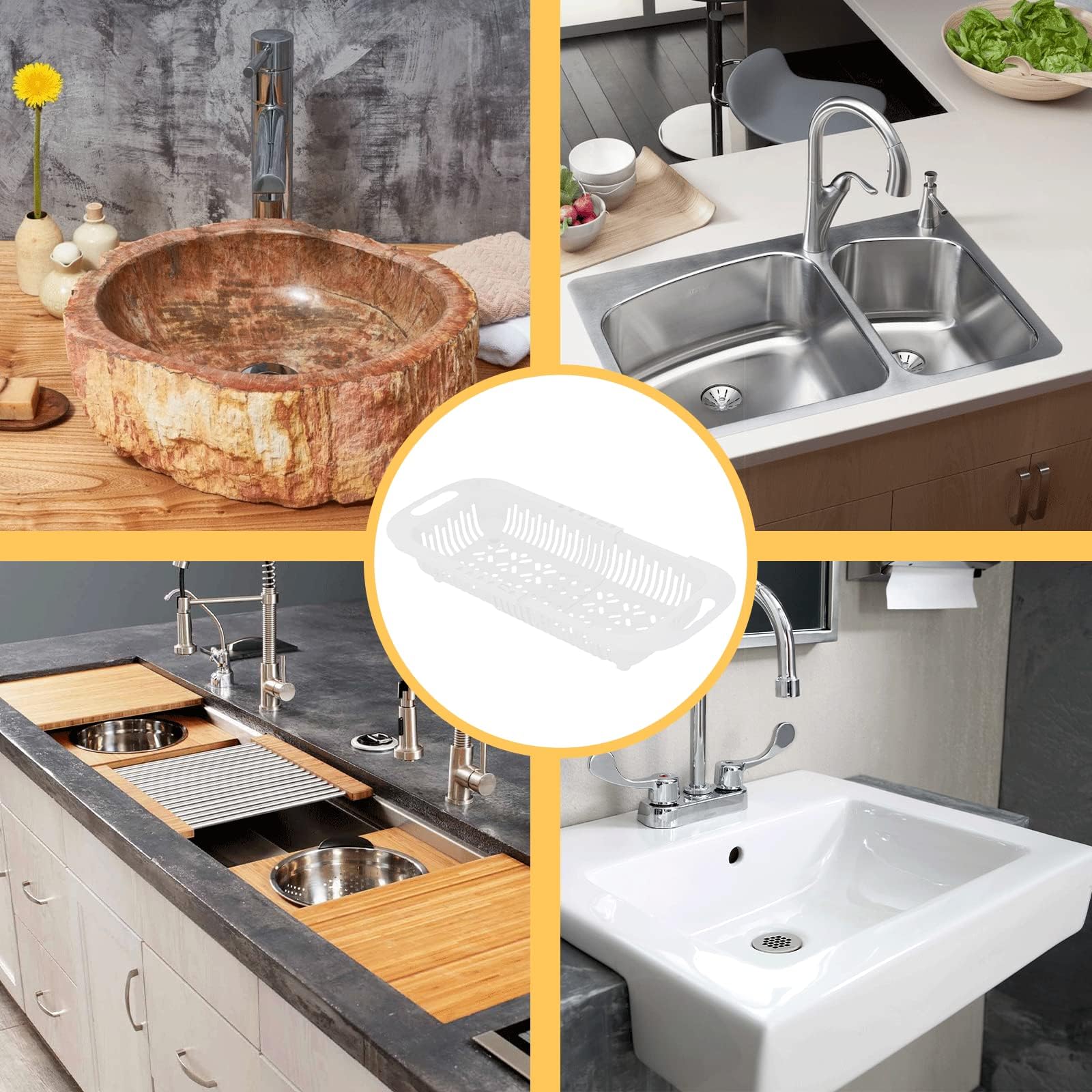 Colino estraibile, scolapasta cucina in acciaio inox, cestello sopra il lavandino, colino da cucina argentato, doppia maniglia, per lavare frutta e verdura, scolare pasta, pulizia senza sforzo