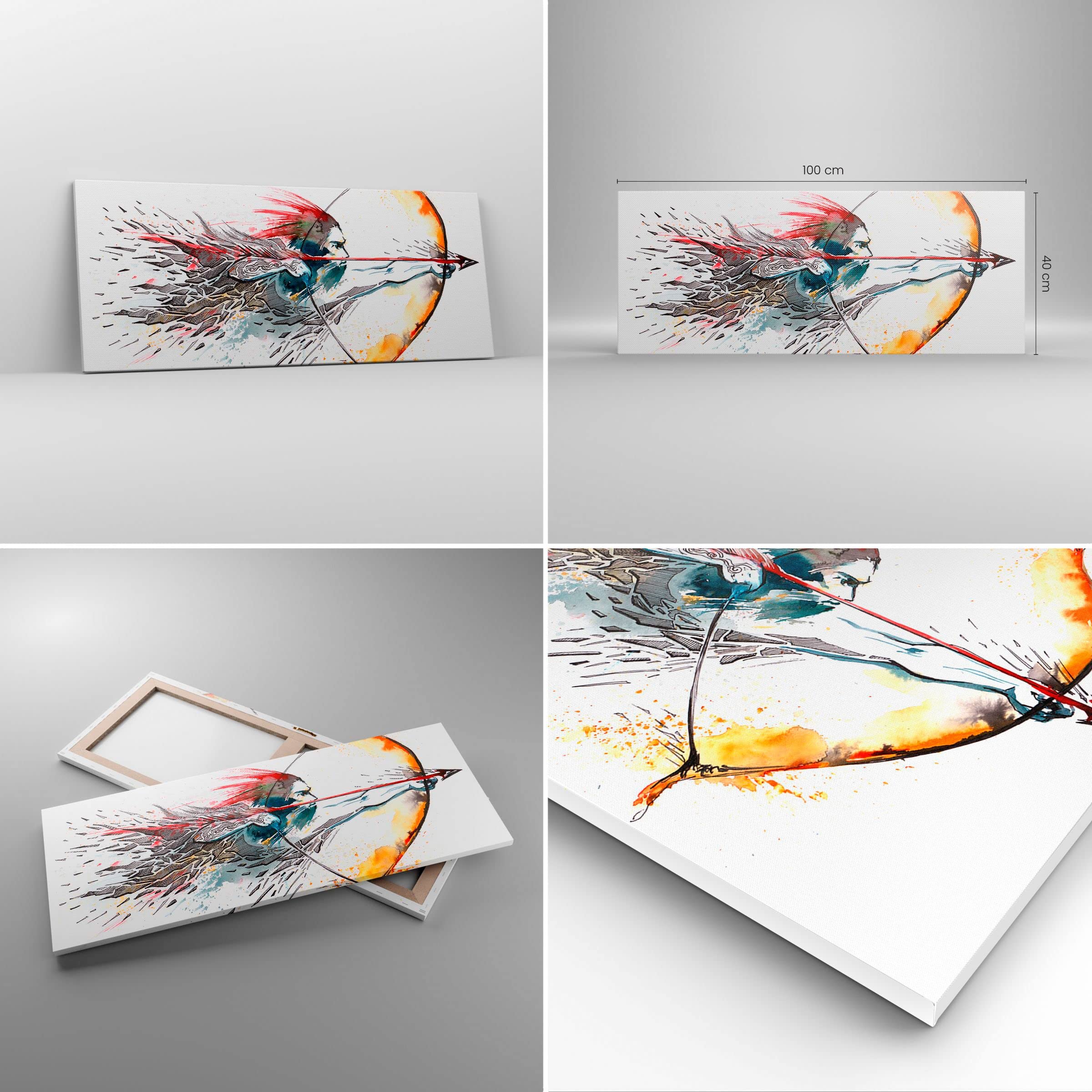 Stampe da Parete Moderne 100x40 cm Quadro su Tela Persone Sport - 2994 | Arco Freccia Obiettivo Quadro Decorativo Grande 1 pezzo Soggiorno Camera da Letto Arte da Parete Decorazione da Parete ARTTOR