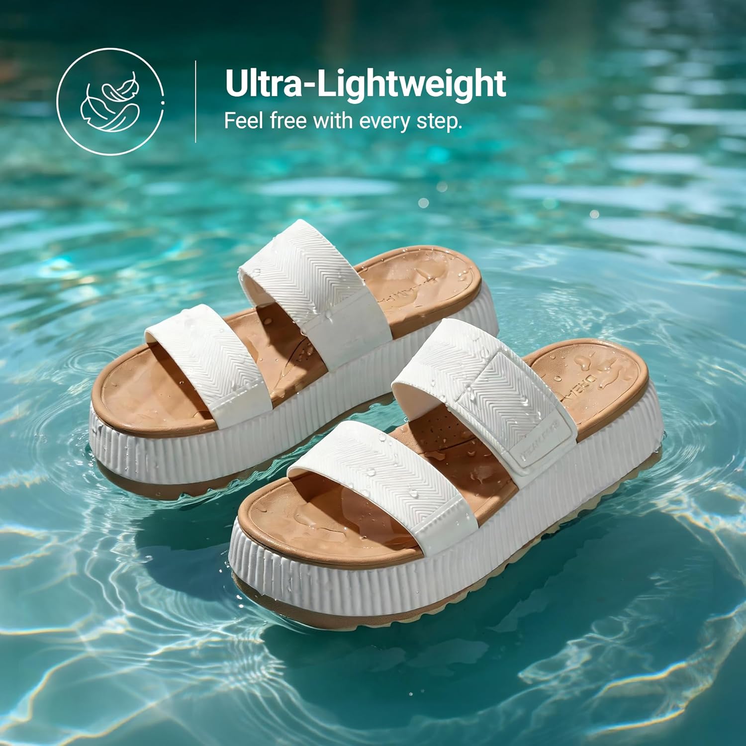 DREAM PAIRS Women's Platform Slip on Adjustable Sandals Lightweight Comfortable Non-Slip Vacation Beach Chunky Open Toe Wedges for Summer Waterproof Shoes - Image 3