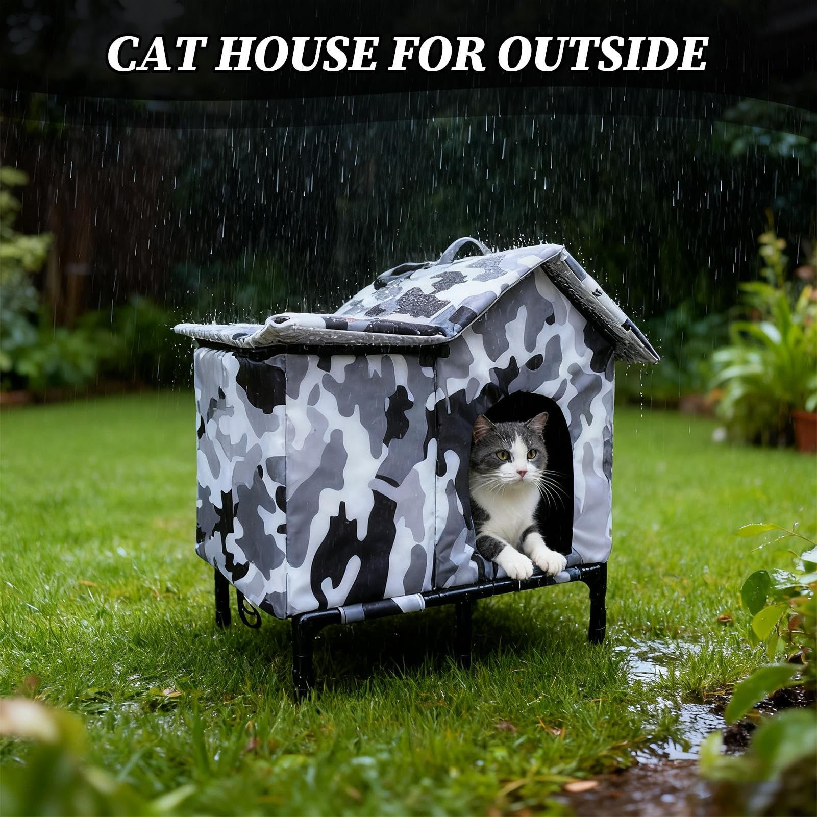 Casetta per gattini, impermeabile, calda e antivento, per esterni, per patio, cortile, giardino, parco, area residenziale, garage, fienile, angolo strada