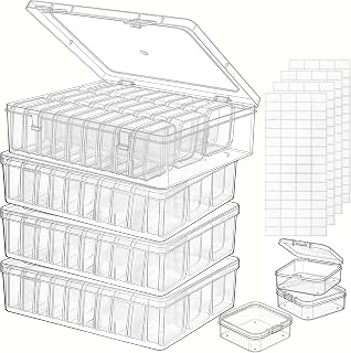 124 Pack Bead Organizer Box (4 Large Boxes and 120 Small Boxes), Jewelry Organizers and Storage with 256 Stickers, Suitable for Home and Office Storage of Handicrafts