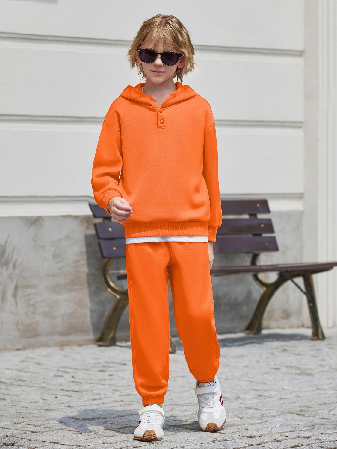 Arshiner Boys 2 Piece Outfits Sweatsuit Snap Button Hoodie and Sweatpants