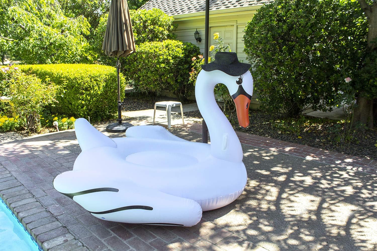 Poolmaster Jumbo Swimming Pool Float Rider, Swan, White Extra Large