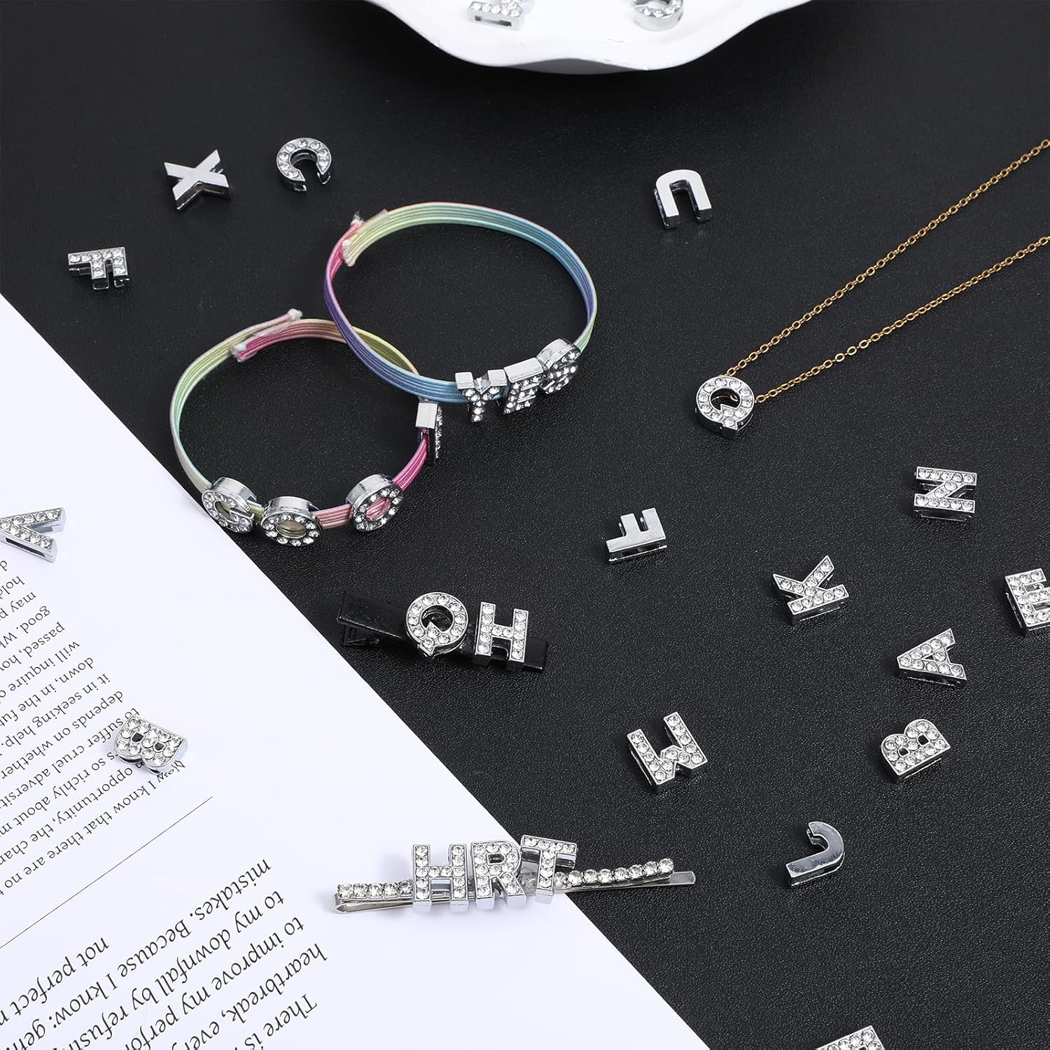 52PCS Silver Letter Charms 8mm A-Z Rhinestone Junk Letter Charms for Jewelry Making Alphabet Rhinestone Charm for DIY Junk Cases Wristbands Bracelets Art Crafts - Image 8