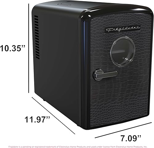 Miniatura 6 de Frigidaire 9 latas6l mini refrigerador personal refrigerador Crocodile Finish door-W 7.08" x L 11.81" X H 10.04 (negro)