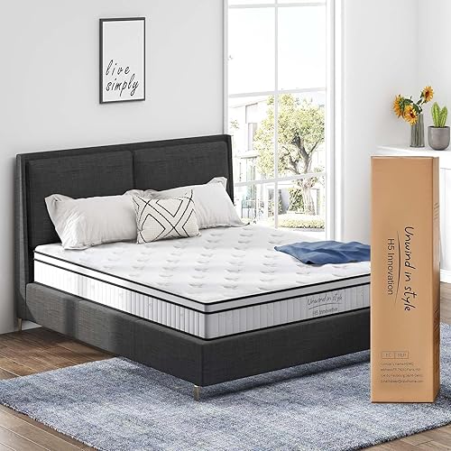 Miniatura 6 de Colchón de tamaño individual, colchones híbridos de resortes interiores de 10 pulgadas en una caja, espuma viscoelástica de sensación media firme y