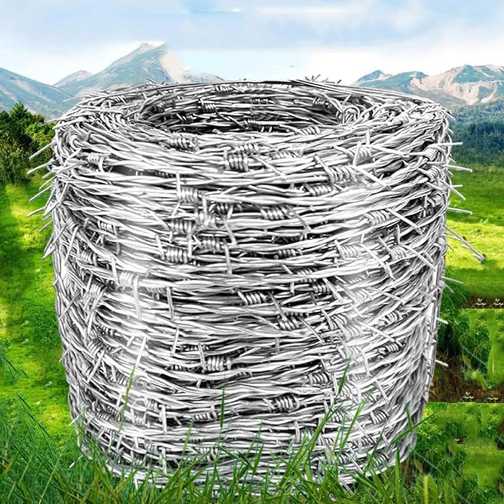 Rollo de Alambre de púas galvanizado, 300 m x 2,3 mm de Alto, Acero al Zinc, Alambre de cercado Afilado y antioxidante para la protección de Plantas de jardín, Alambre de púas Duradero para