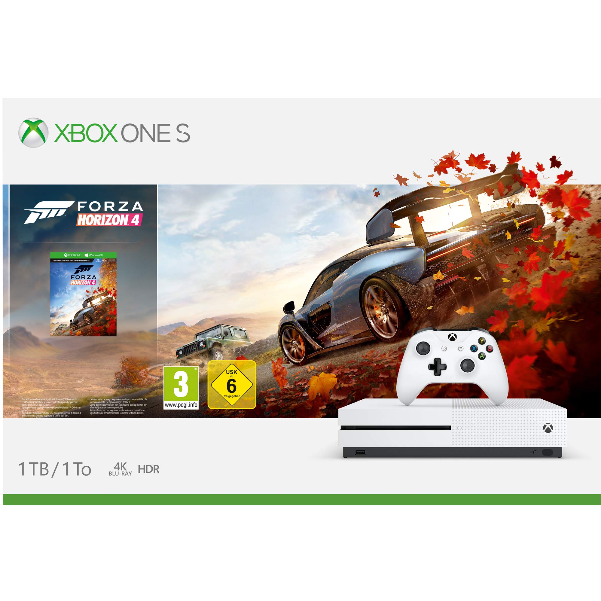 Xbox One S 1TB + Forza Horizon 4 + 14gg Xbox Live Gold + 1 Mese Gamepass [Bundle]