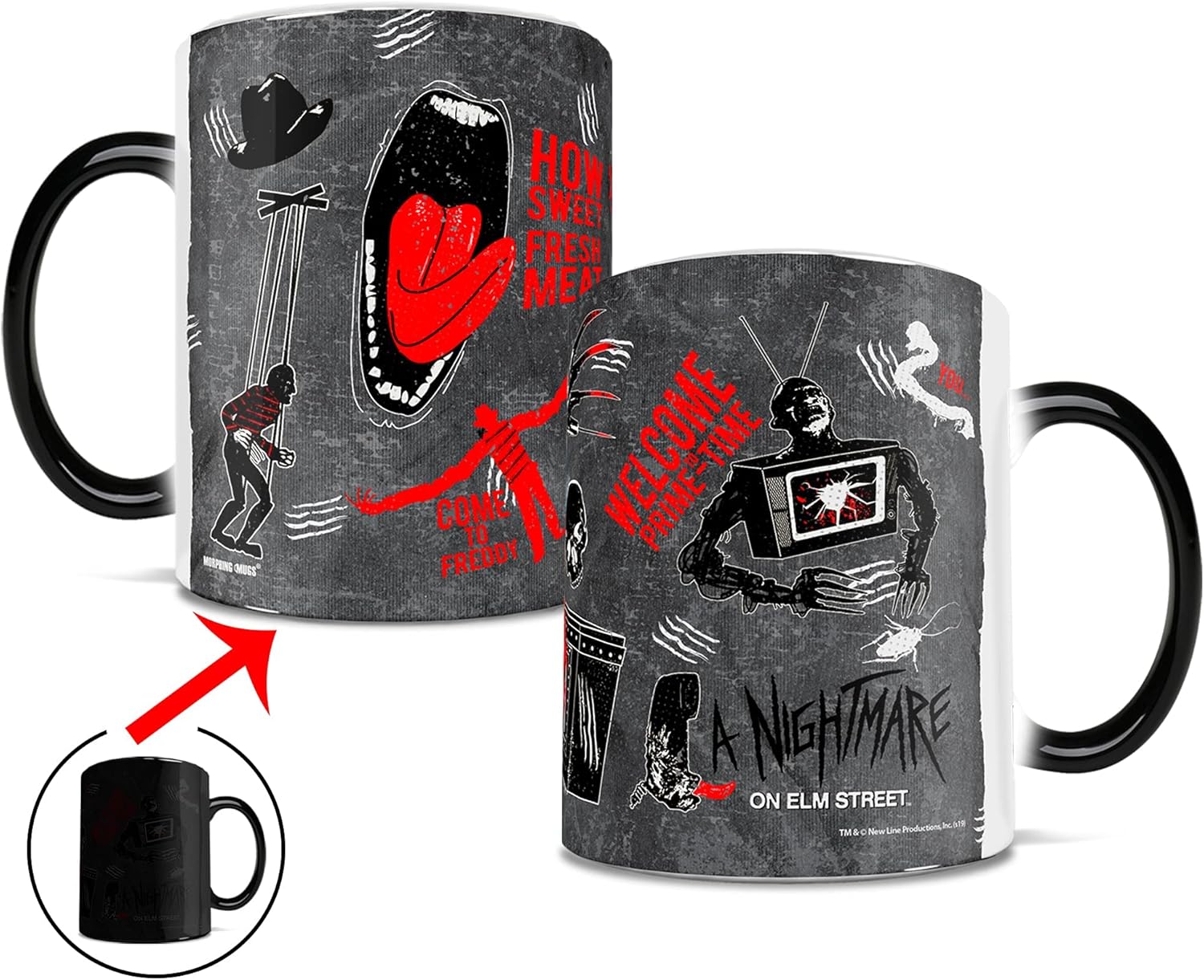 Morphing Mugs Nightmare on Elm Street – Freddy Kruger – How Sweet Fresh Meat – One 11 oz Color Changing Heat Sensitive Ceramic Mug – Image Revealed When HOT Liquid Is Added! MMUG975 - Image 4