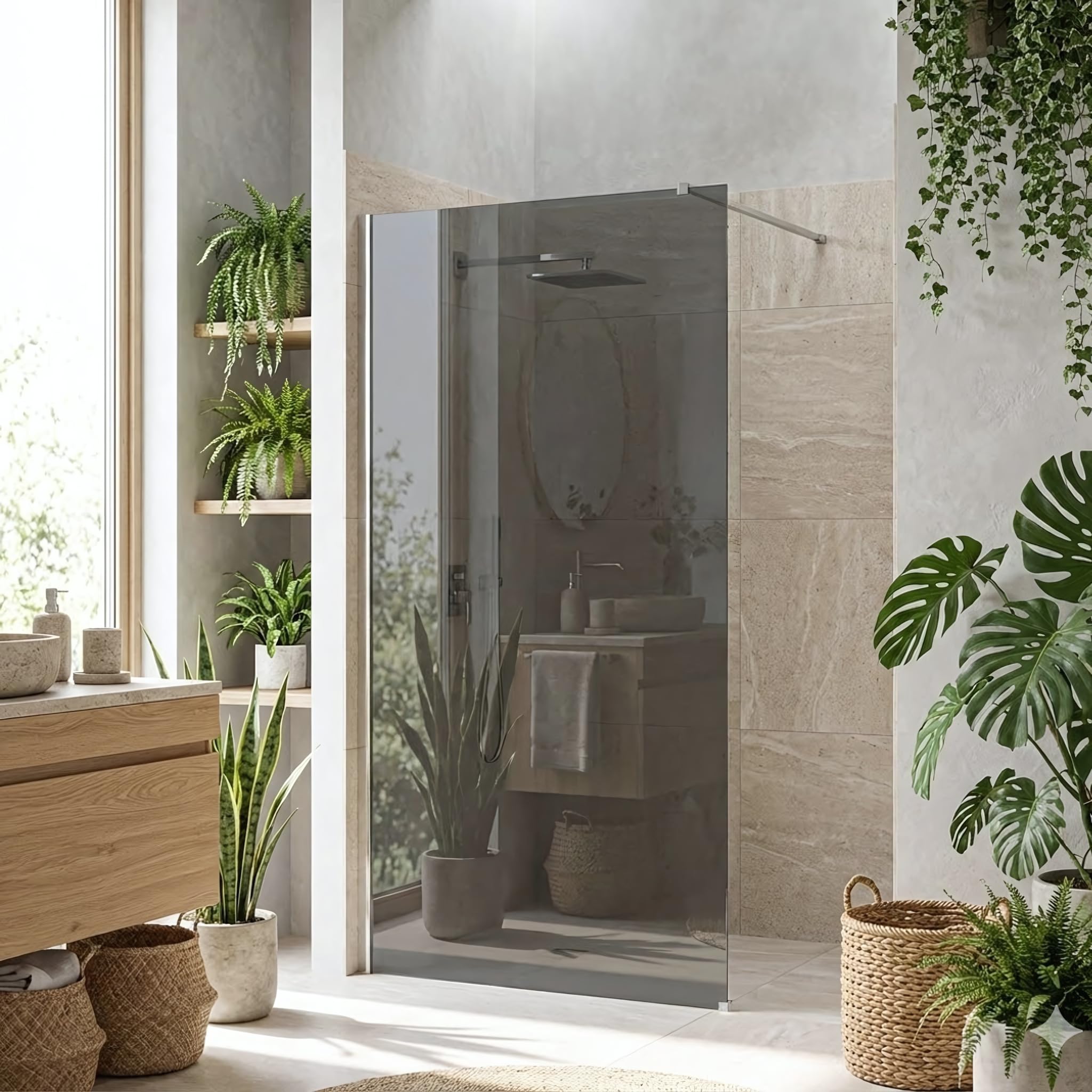 Rea ścianka prysznicowa Flexi Grey 80, Chrom