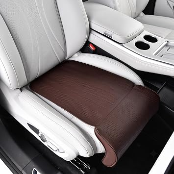 Car Seat Extender Leg Support Cushion for Driver Seats and Office Chair, Universal Leather Auto Bottom Seat Protector Cover with Leg Extender, Comfort Leg Rest Pads for Long Driving Brown | 1 Pc Leather Cover, C-Shape Thigh Pad, Driver Leg Support, Bottom Protector, Long Driving Comfort