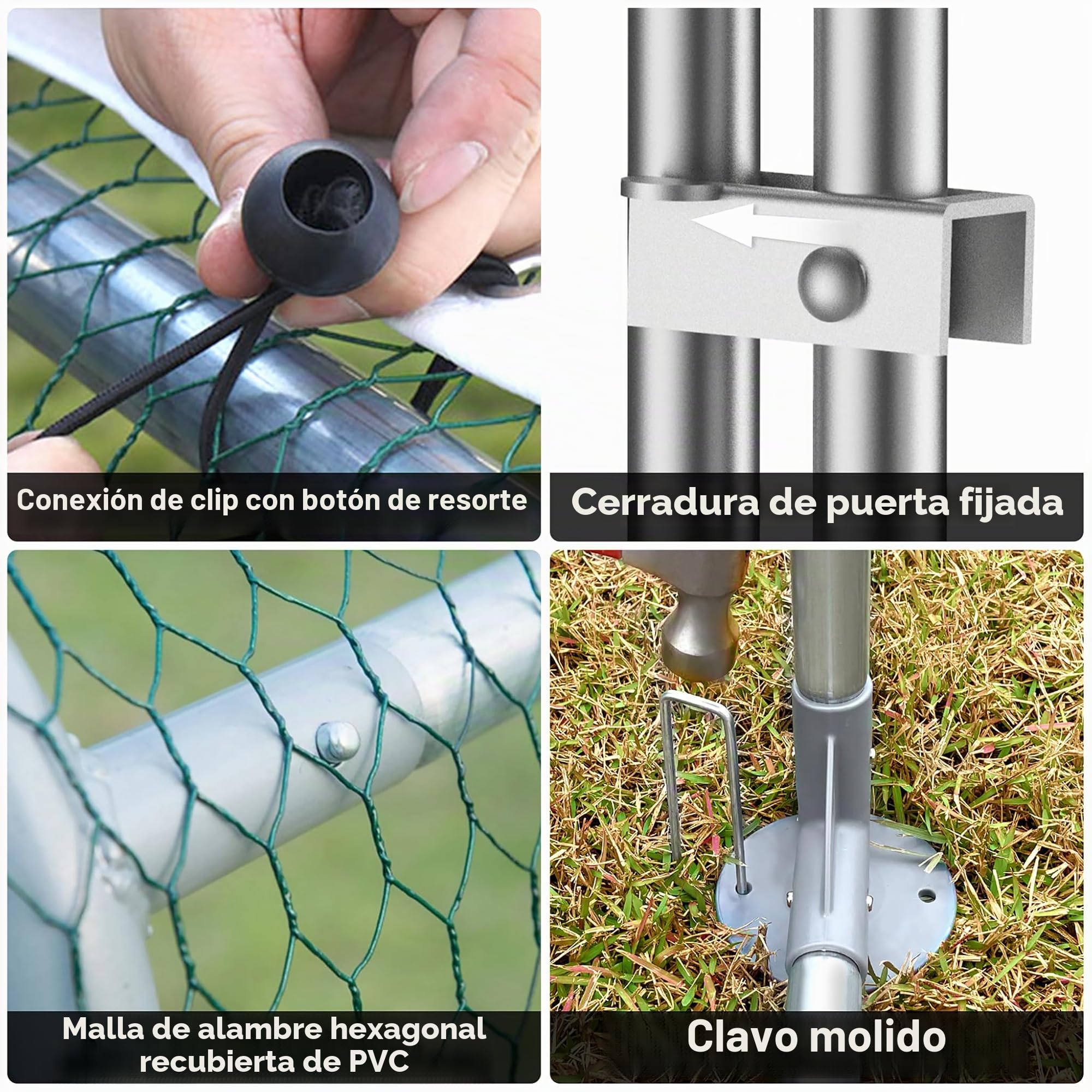 Aufun Gallinero de Exterior Grande 3 x 4 x 2 m, Acero Galvanizado Pequeño Animal Casa Recinto Exterior con Techo de PE y Cerradura para Conejos Aves de Corral
