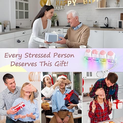 Miniatura 6 de Juguetes sensoriales con teclado para adultos, clicker de teclado con luz LED, llavero sensorial divertido para aliviar la ansiedad (RPSCatPaw, 4 en