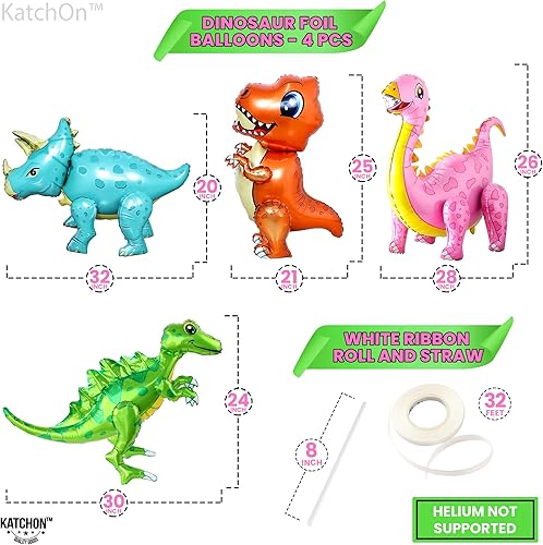 Miniatura 2 de KatchOn, Globos grandes de dinosaurio para fiesta de cumpleaños, paquete de 4, globos de dinosaurio para decoraciones de fiesta de dinosaurios,