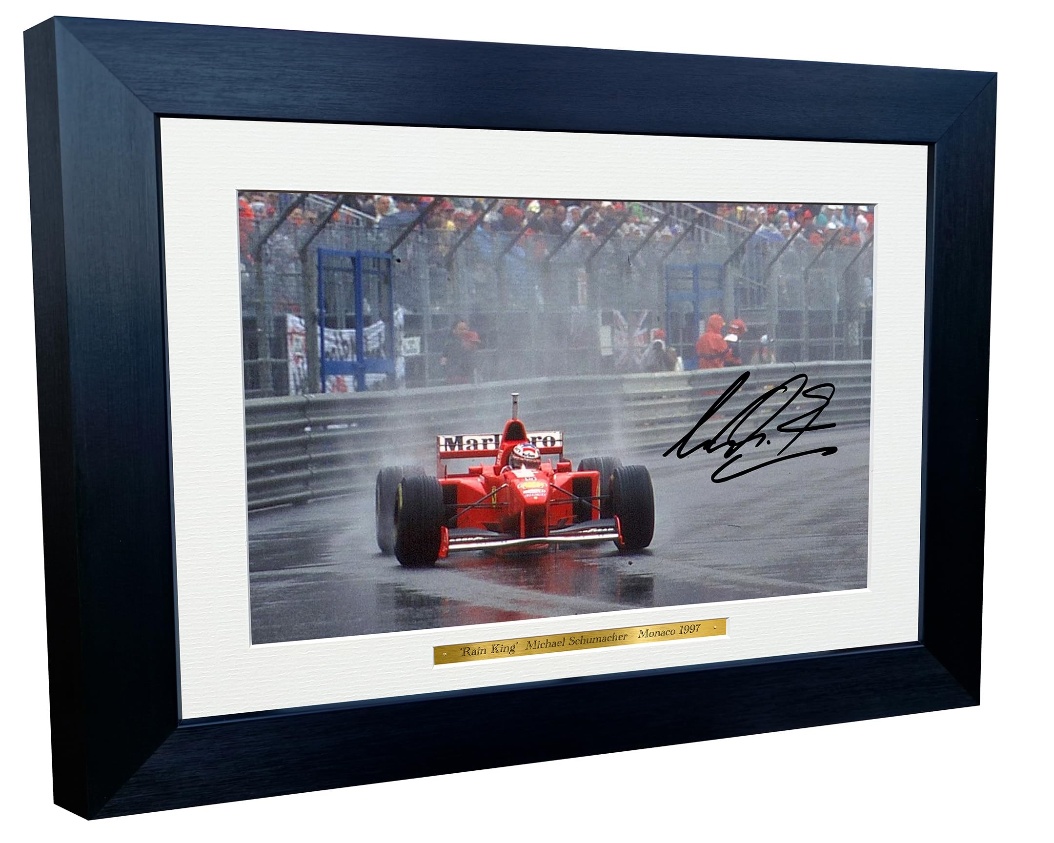 Kitbags & Lockers 12x8 A4 Michael Schumacher RAIN KING Monaco 1997 Grand Prix Ferrari F310B Car Autographed Signed Signature Photo Photograph Picture Frame Racing Formula 1 F1 Poster Gift 2