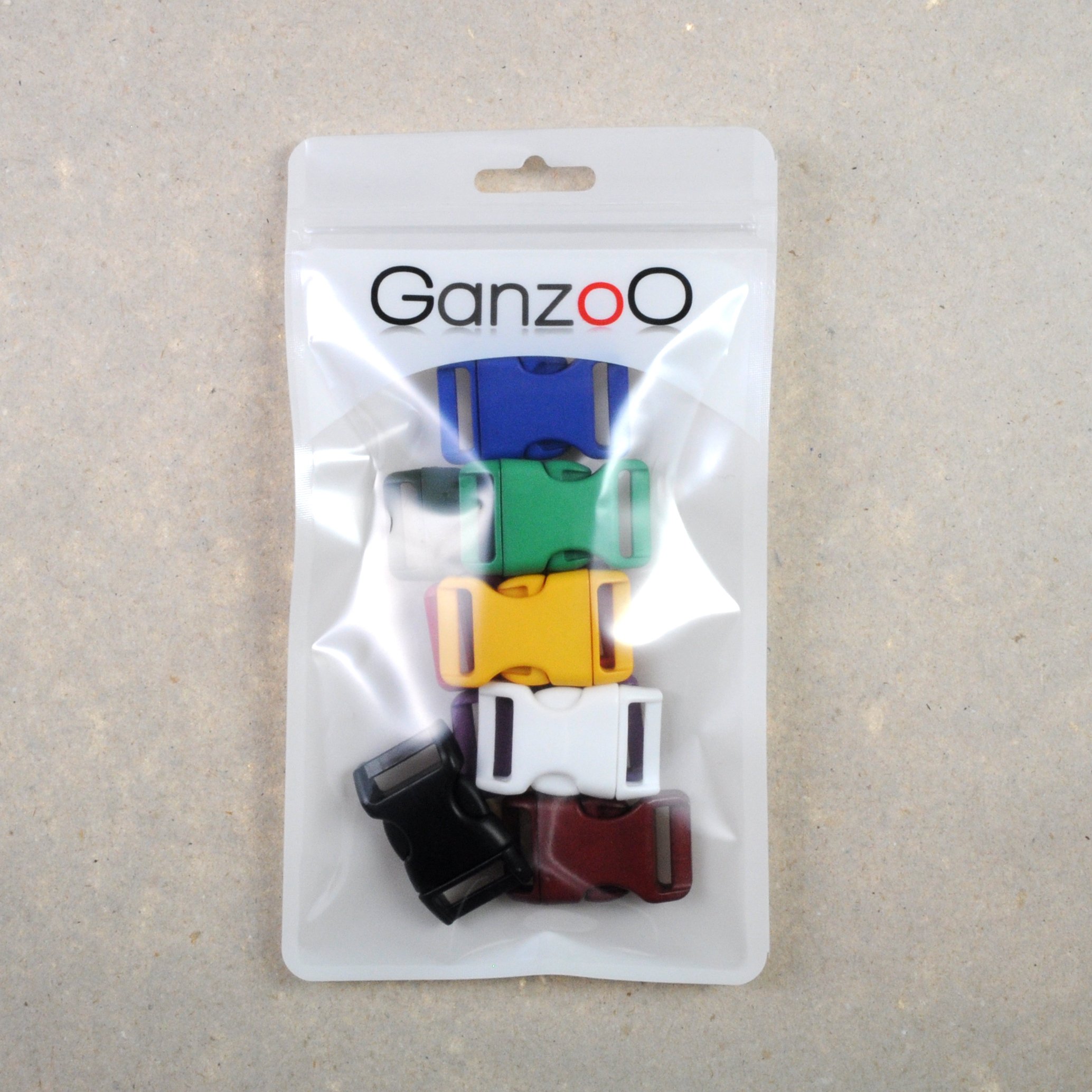 Ganzoo sprzączka zatrzaskowa zamknięcie na klik z tworzywa sztucznego 3/4" 20 mm, mix 9 kolorów, dwustronna lekko wygięta klamra wtykowa, do bransoletek paracord, obroży psa, plecaków i pasów