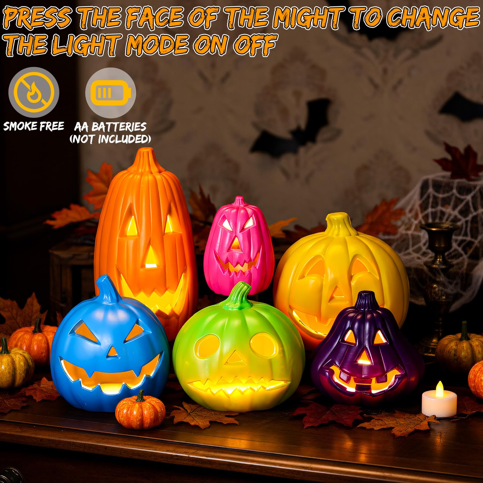 Amazon.com: Tujoe 6 Pcs Halloween Pumpkin Lantern Set Light up