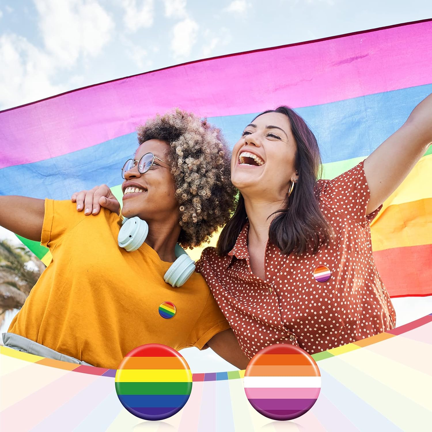 Sasylvia Rainbow Pride Pins Bulk LGBTQ Button Pin Lesbian Gay Bisexual Pride Stuff Round Buttons Badge for Men Women Clothing Bag Accessories Party, 1.57 x 1.57 Inch - Image 6