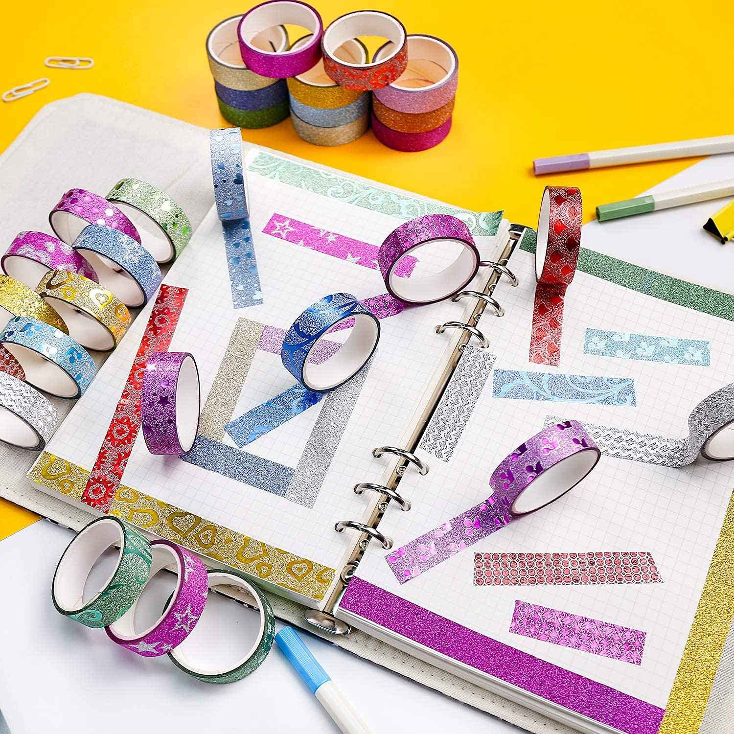 Washi Tape Assortiti, 50 Rotoli Da 5 M Ciascuno, 4 Larghezze Diverse (6-20 Mm), Per Scrapbooking E Decorazioni, Totale 250 M, Rosa E Fantasie