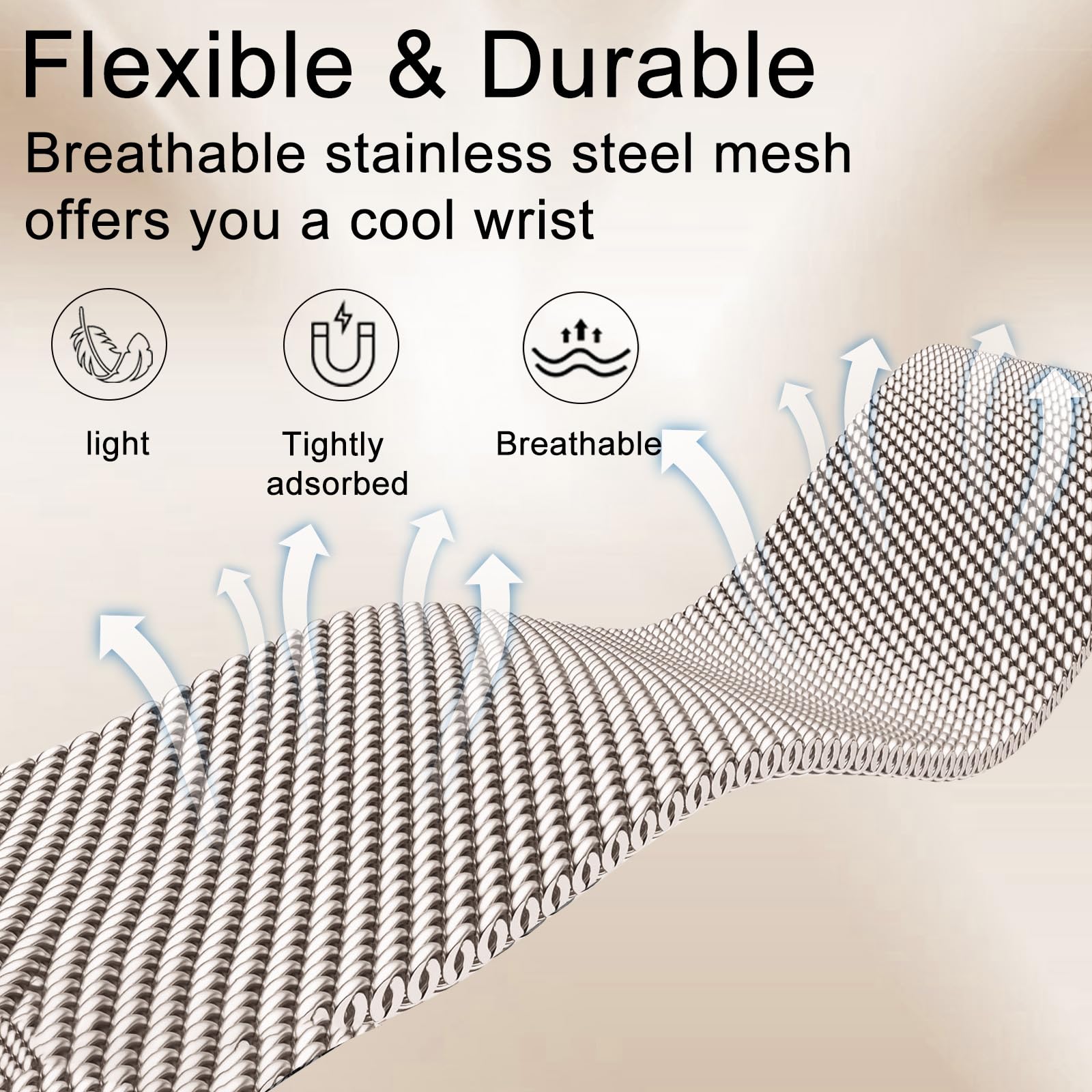 omee Cinturino in maglia milanese compatibile con Whoop 5.0 Bands One, Peak e Life/MG, cinturino in maglia milanese traspirante in rete metallica regolabile, ricambio per Whoop Band 5.0, non