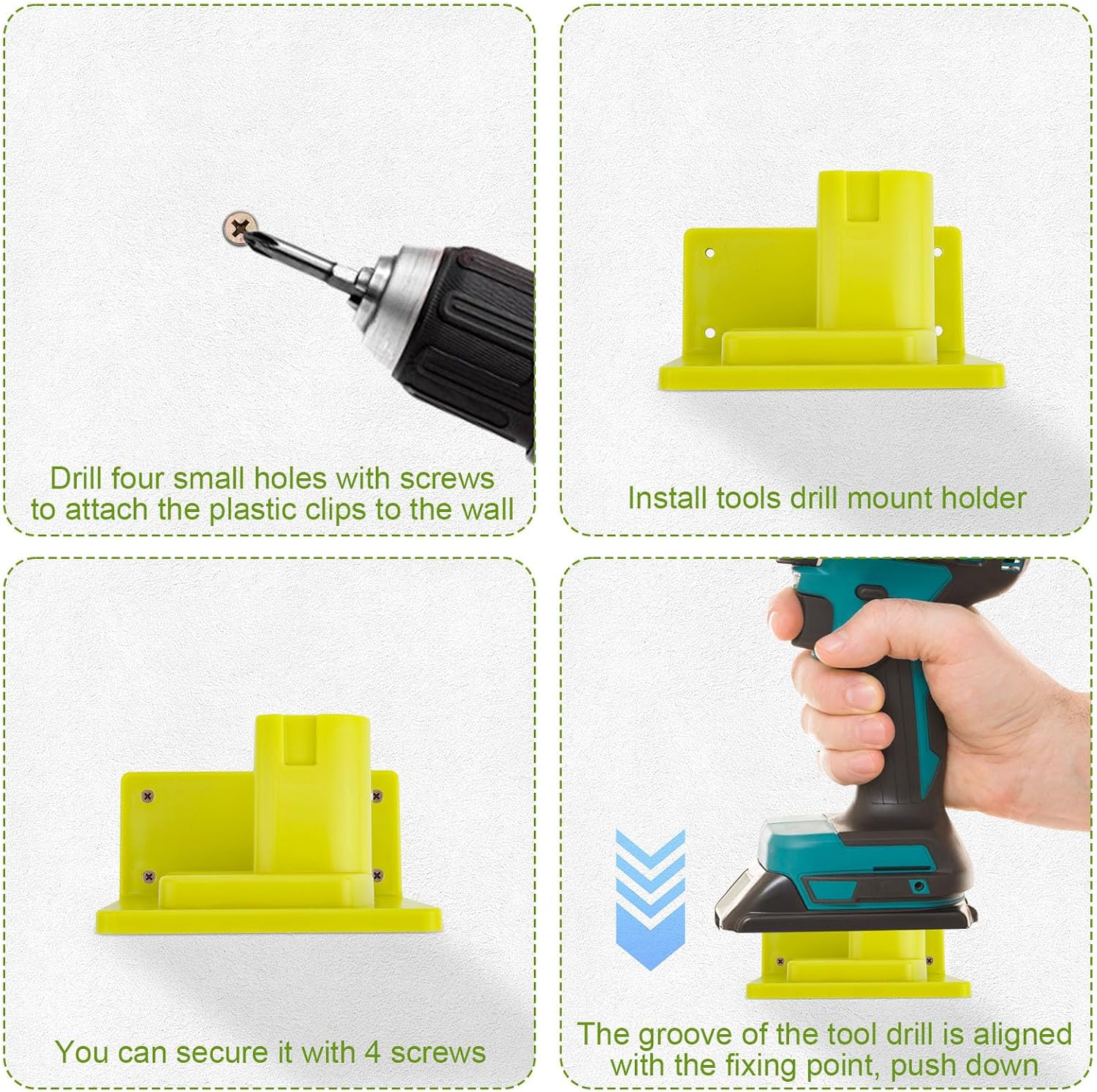 10pcs Electric Tool Holders for Ryobi, Durable Wall Mount Electric Tool Organizer with 40 Screws Practical Storage Holders Compatible with Ryobi 18V