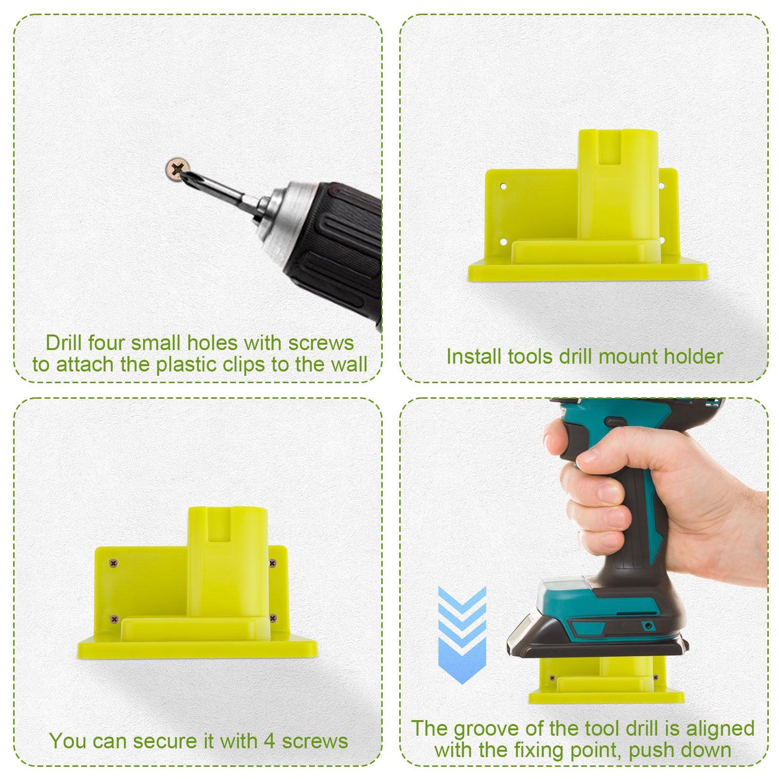 Lot de 10 supports à outils électriques pour Ryobi - Support mural durable avec 40 vis - Supports de rangement pratiques compatibles avec Ryobi 18 V