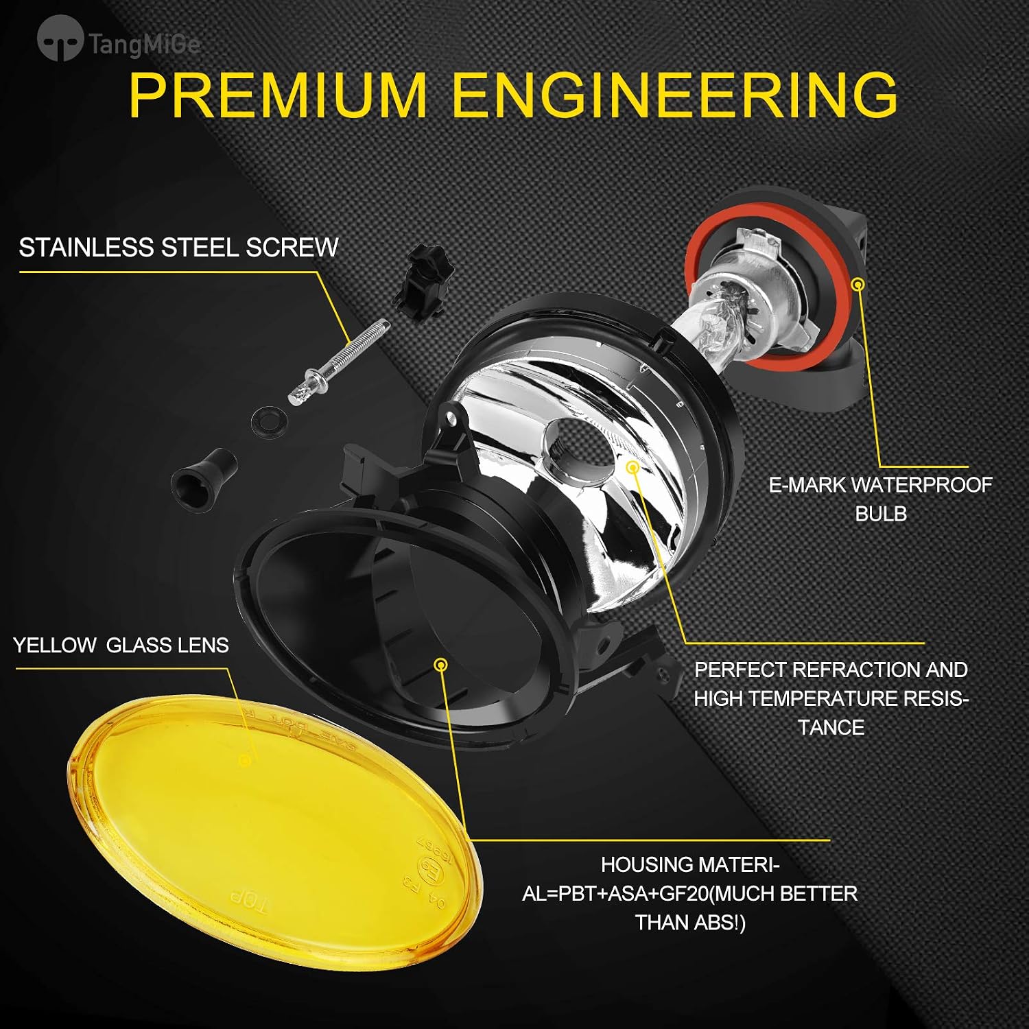 TangMiGe Fog Lights Lamps compatible with 2010-2015 Volkswagen Golf Hatchback/Wagon, Jetta Sedan/Wagon, Beetle, Eos, Premium VW Accessories, 1 Pair, Yellow Lens image 5