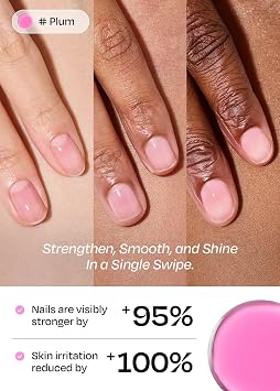 ohora Natural Glow Water Syrup Nail Strengthener (Plum) - Tinted Nail Hardener for Brittle, Damaged Nails, Quick-Dry Glossy Finish, Nail Repair & Growth, 15 mL