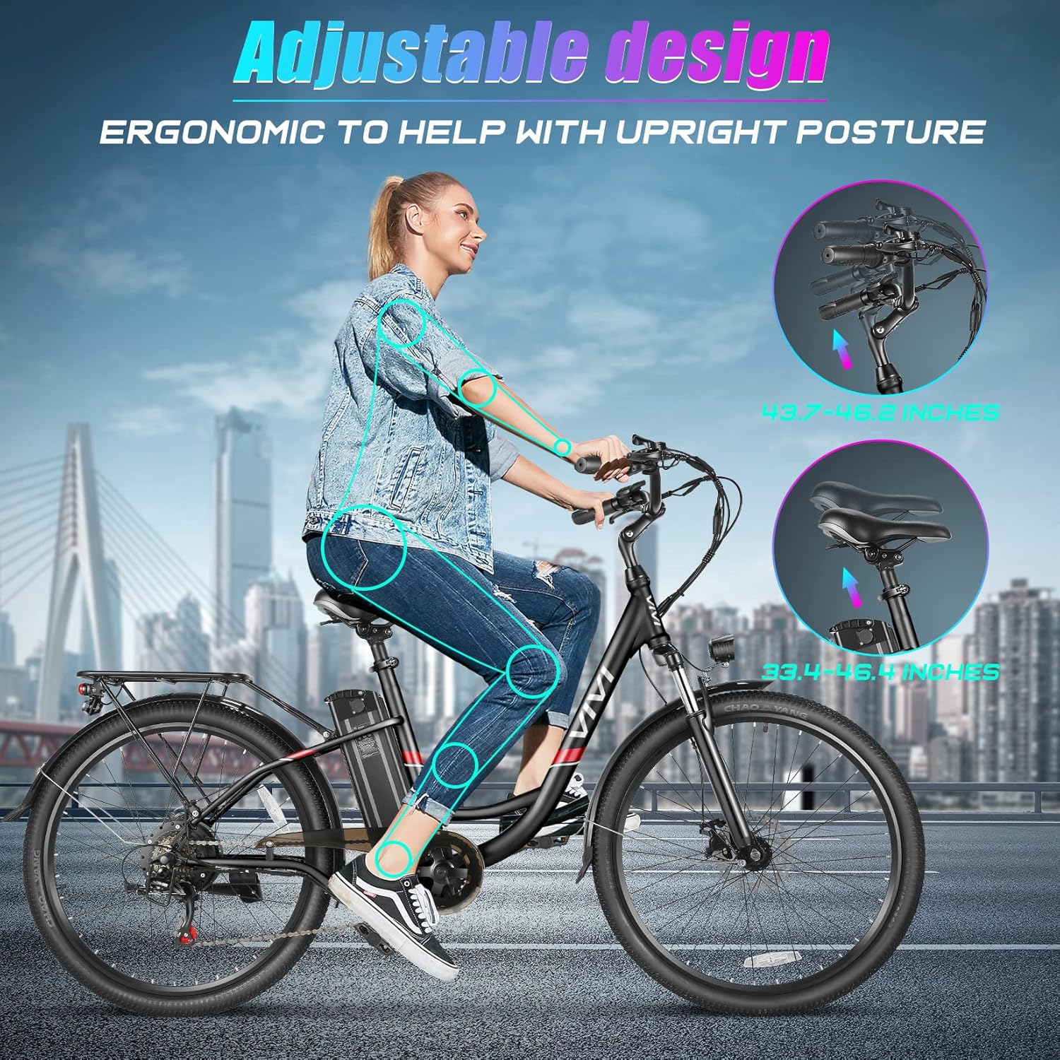 Adjustable handlebars and seat for ergonomic posture