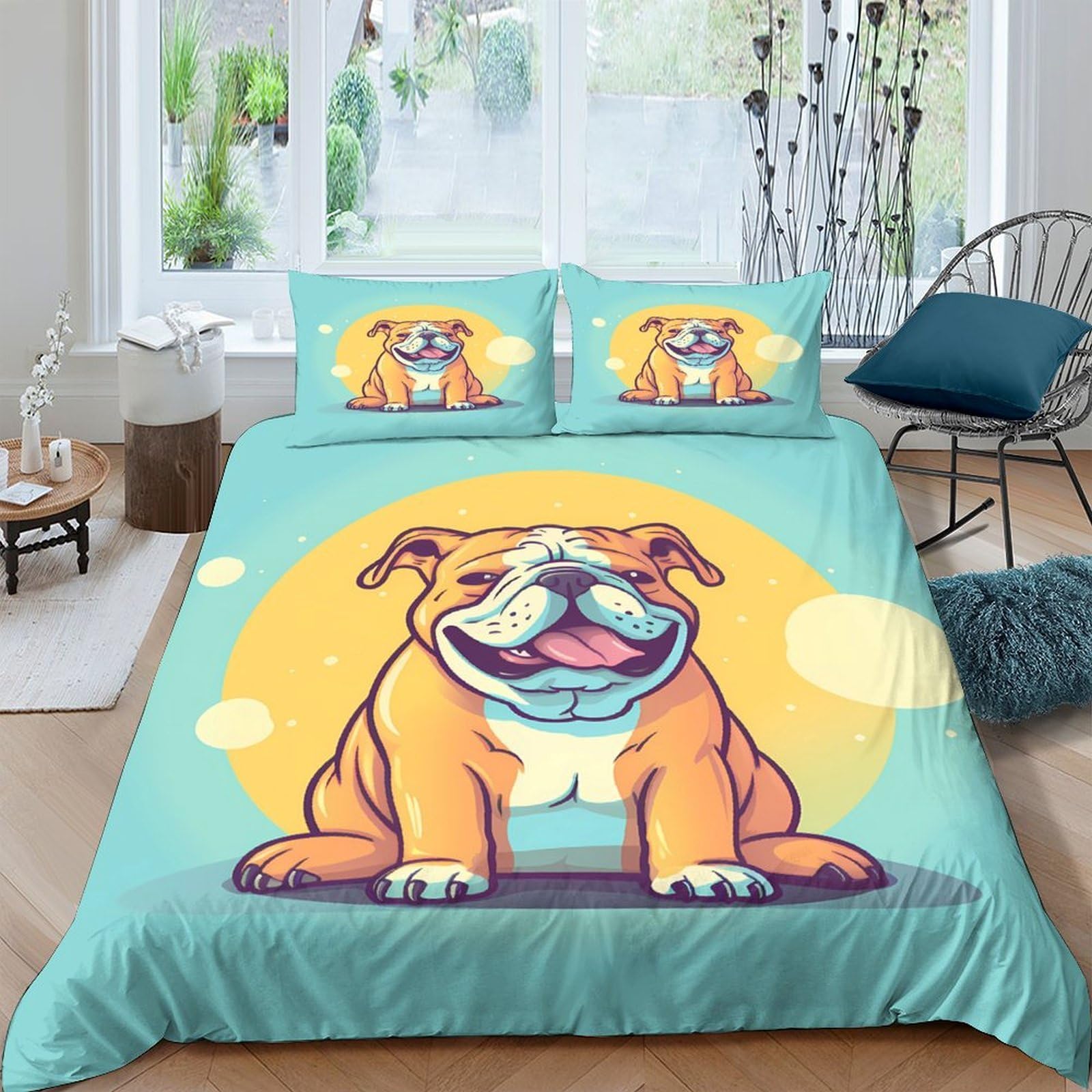 Ctjqhvkz Style-10 3D Printed Bulldog Cartoon Fitted Sheet Microfiber Anti-Slip Mattress Cover For Bedroom Dorm Easy Care Decor Single（135X200cm）