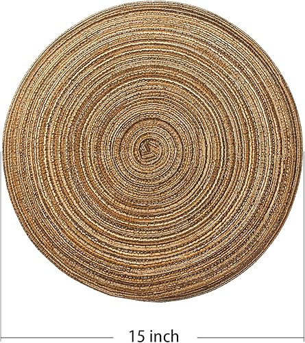 Miniatura 70 de AHHFSMEI Juego de 6 manteles individuales redondos trenzados para mesas de comedor, tejidos naturales, resistentes al calor, 15 pulgadas (azul y