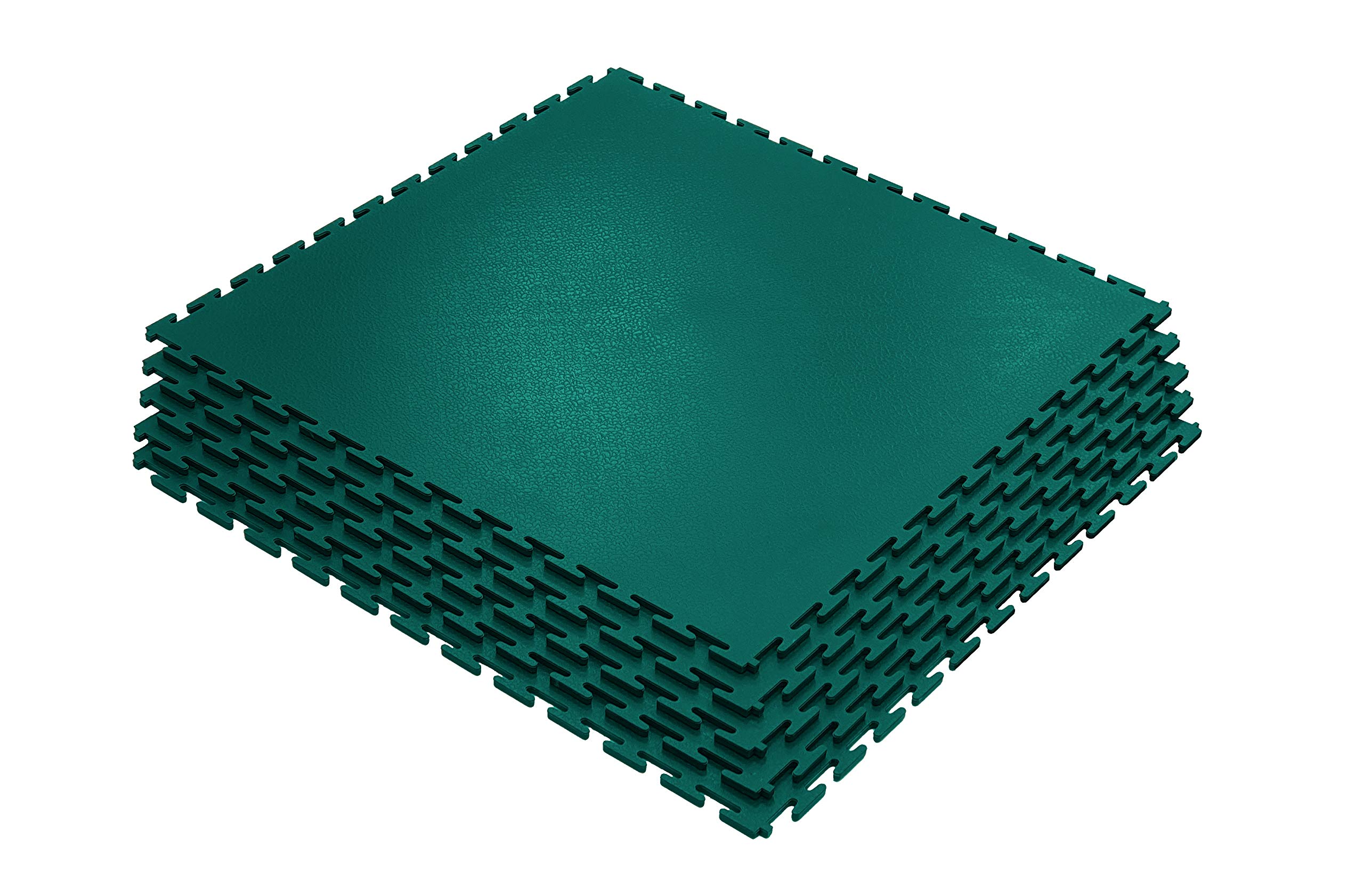 Garage and Gym Floor TIles, Ecotile - Anti-Slip Pvc Interlocking Flooring (32Tiles/8sqm, Green)