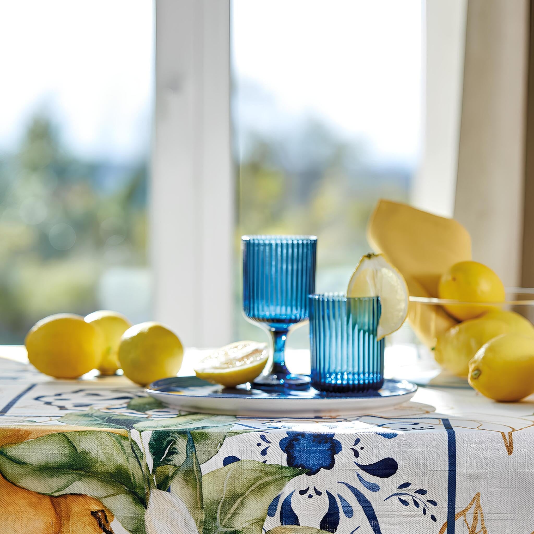 M . S Maison Sucrée Maison Sucrée Art Torcello - Juego de vasos y copas de 6 piezas de pasta de cristal de colores transparentes (1 azul, 6 copas)