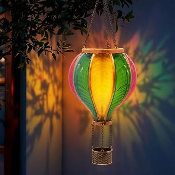 Solar LED Hot Air Balloon Lamp Colourful for Hanging   45 cm   Garden Light Play with Flame Effect Warm White   Decorative Garden Light Lantern Solar Light Decorative Light Mood Light Hanging Lantern Lantern Lantern