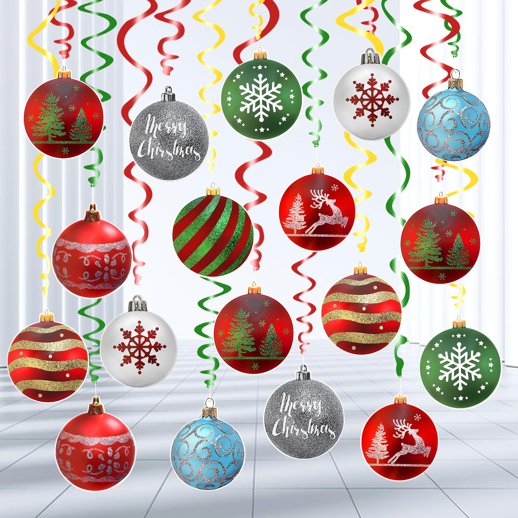 Décoration de Noël à suspendre au plafond en aluminium pour sapin de Noël - Lot de 30