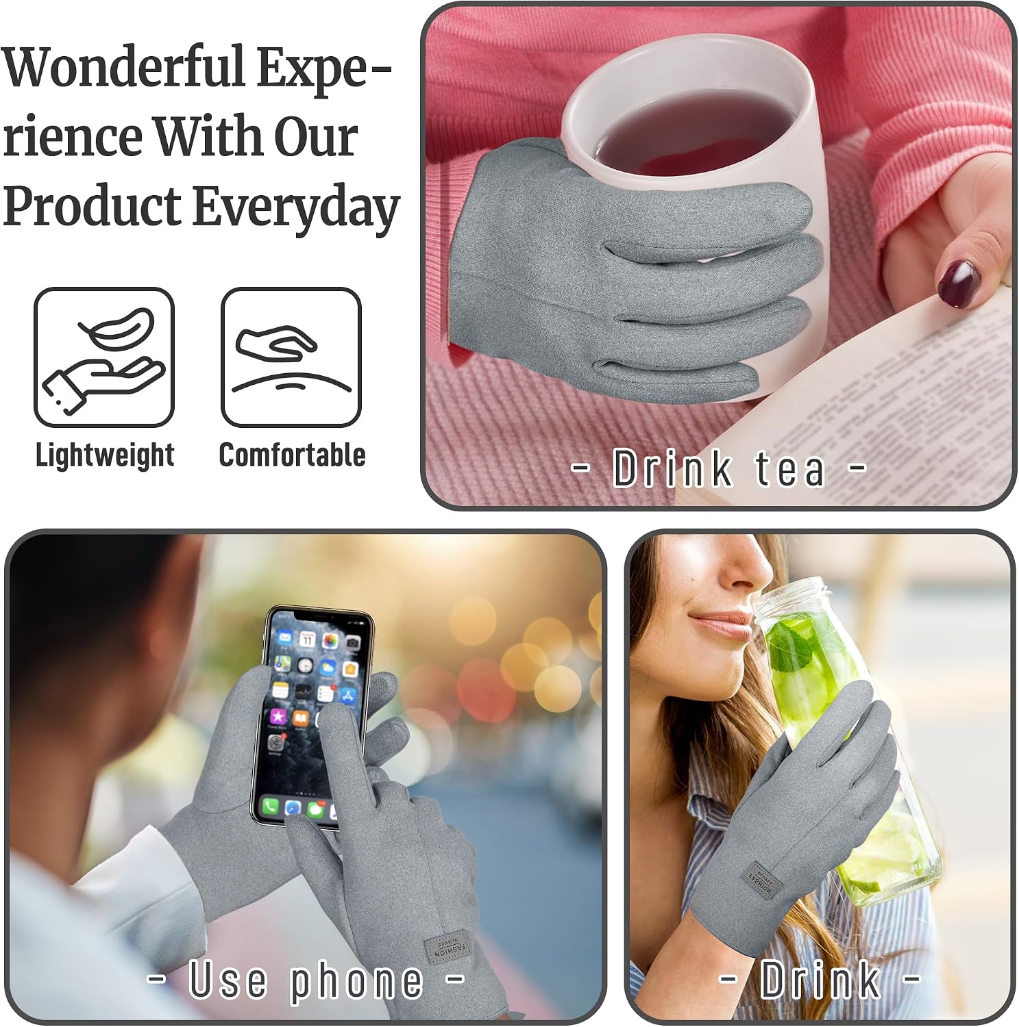 2 Pcs Castor Oil Pack Wrap for Hands, Organic Castor Oil Wrap Castor Oil Gloves for Wrist Arthritis and Carpal Tunnel Gray(Oil are Not Include)