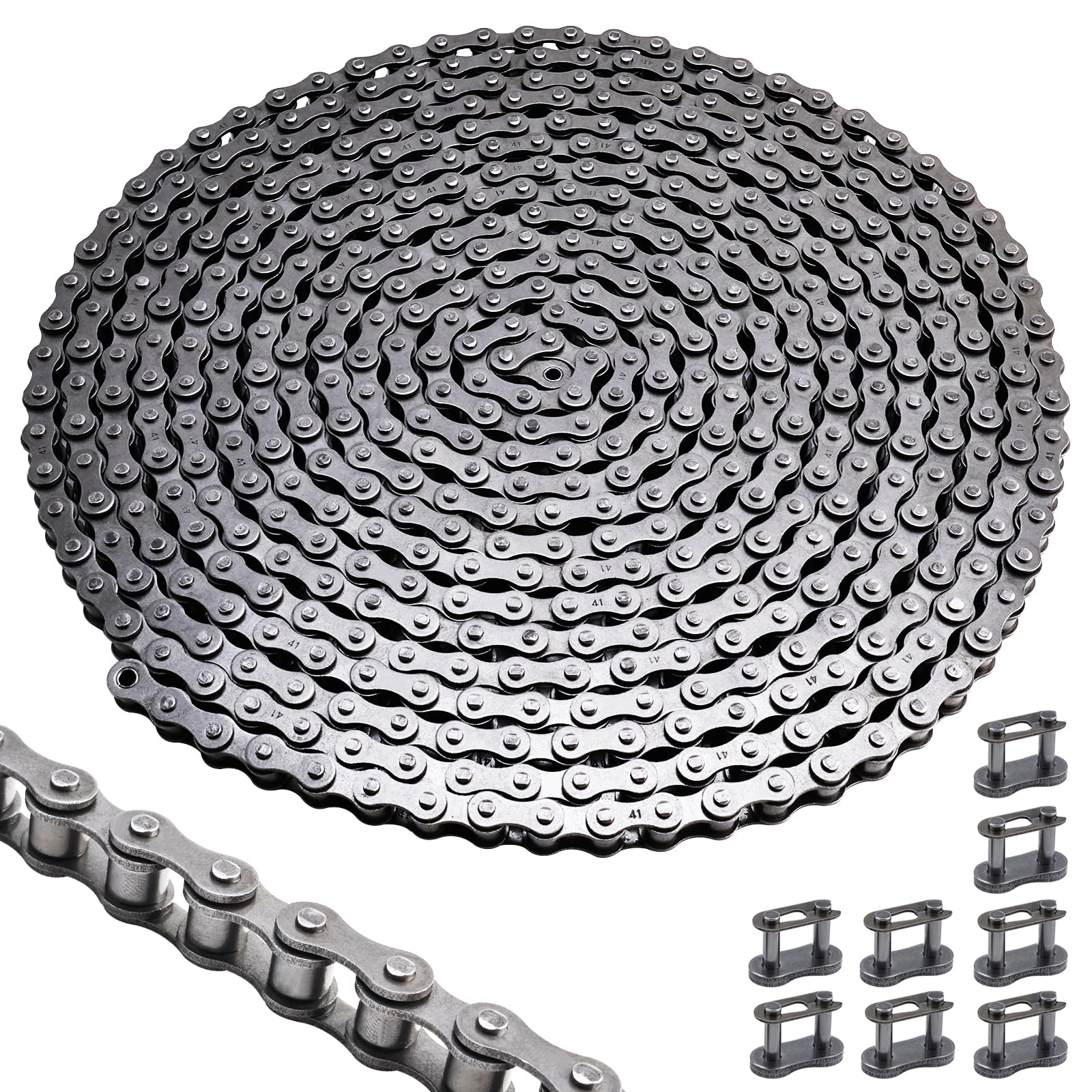 #41 Roller Chain 10 Feet for Electric Gate Openers with 4 Connecting Links, Carbon Steel Chains for Automatic Sliding Gate Opener Operator Garage Hanger Door Go Karts ATVs Dirt Bikes — Amazon image 8