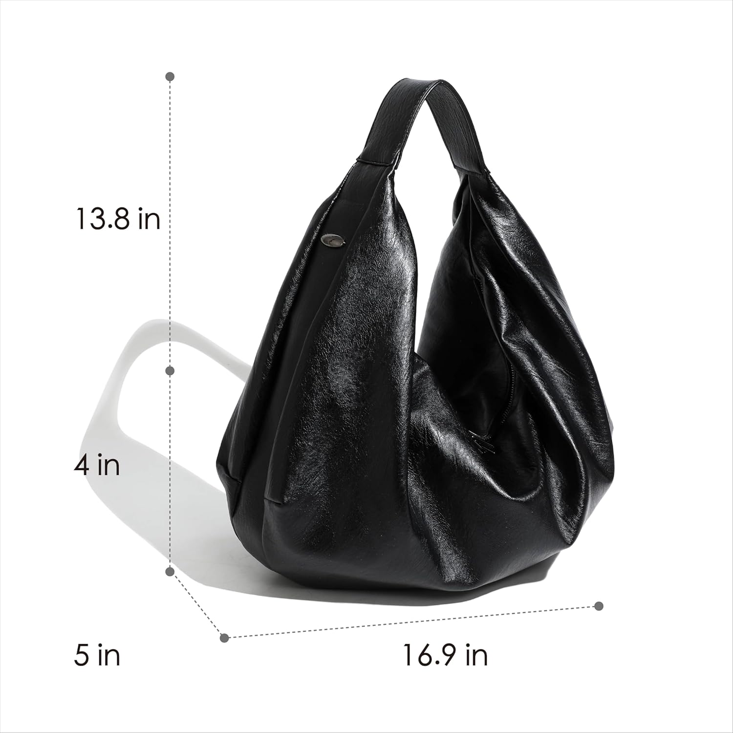 Women's Large Soft Vegan Leather Slouchy Crescent Hobo Tote Shoulder Bag - Image 4