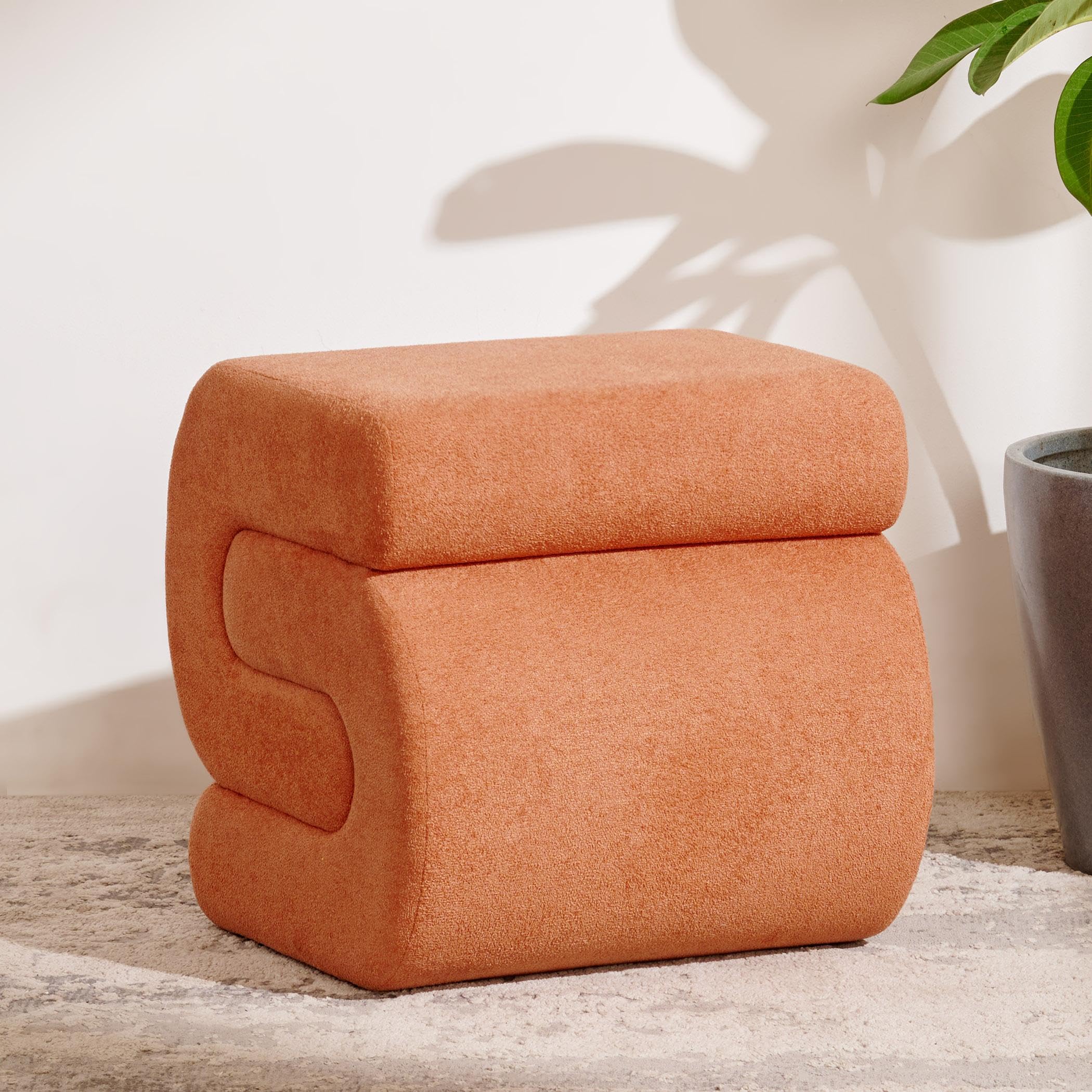 Home Centre | Alfie | Velvet | Ottomans | Orange | 6 Months Warranty-image-16