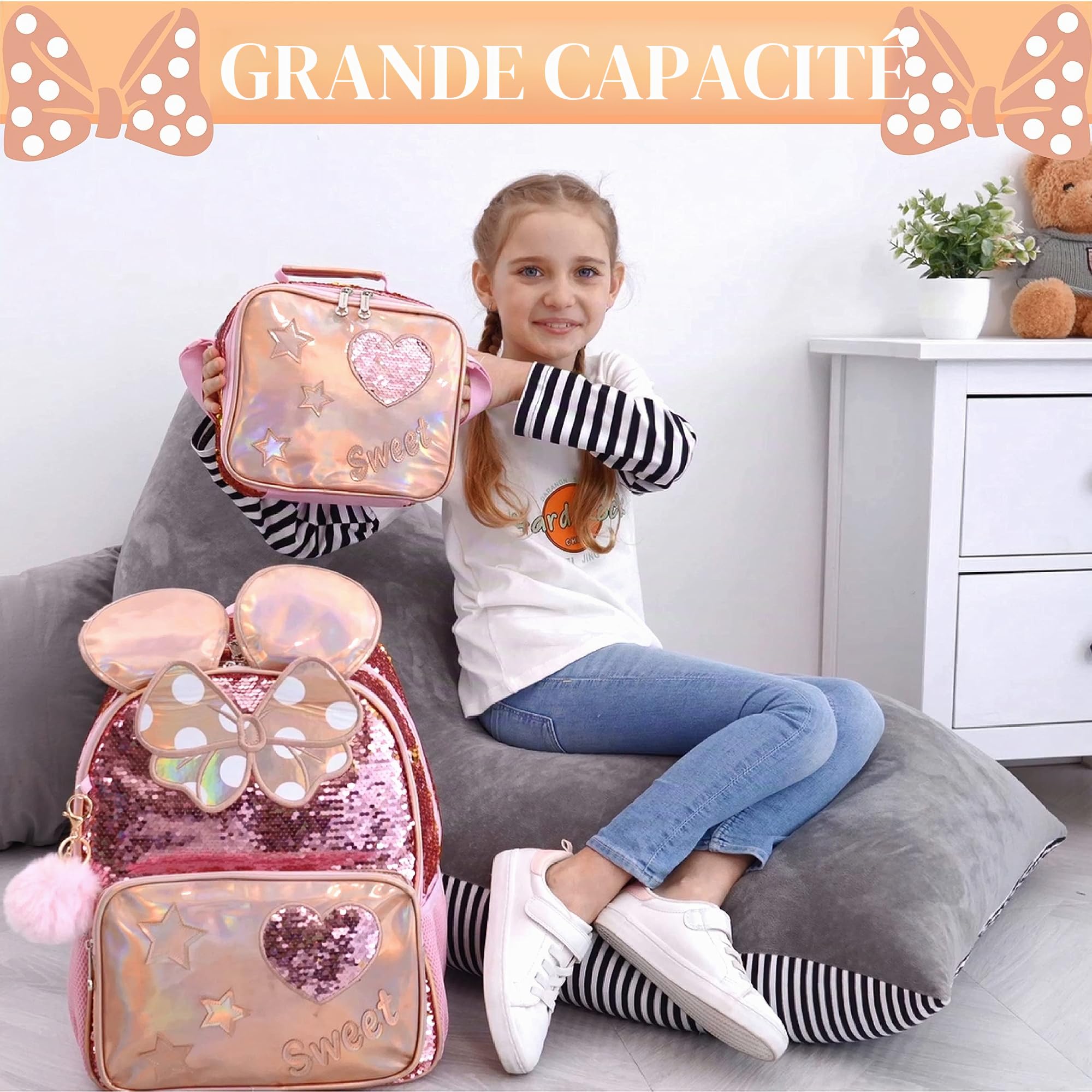 Pop It Fidget Toys Sac a Roulette Fille,16inch Cartable Fille Primaire Roulette Pop Licorne Push Bubble Sensory Squeeze Squeeze Sac à Roulette,Convient aux enfants du primaire et de la maternelle.,