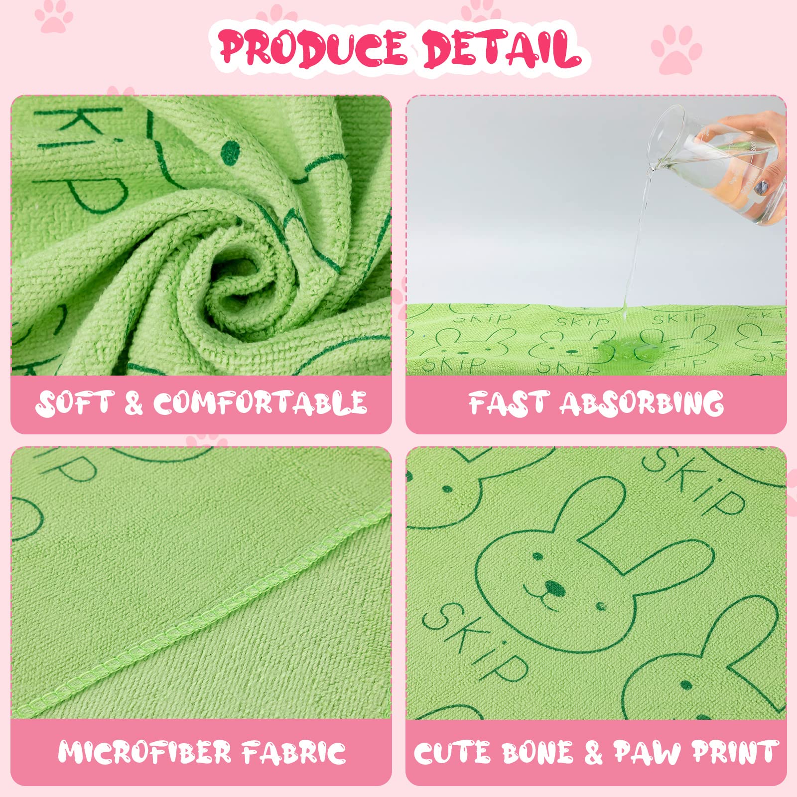 Tatuo Lot de 22 serviettes de bain absorbantes en microfibre à séchage rapide pour chien de petite, moyenne et grande taille - Motif lapin - 50,8 x 101,6 cm